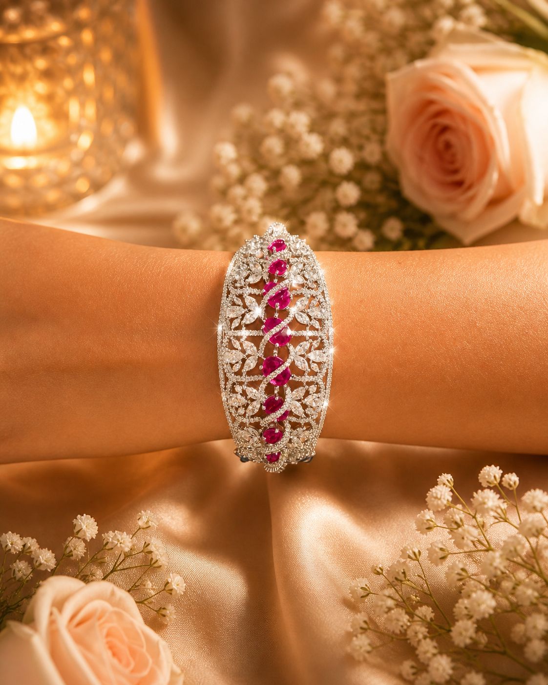 The Regal Ruby Lace Bracelet