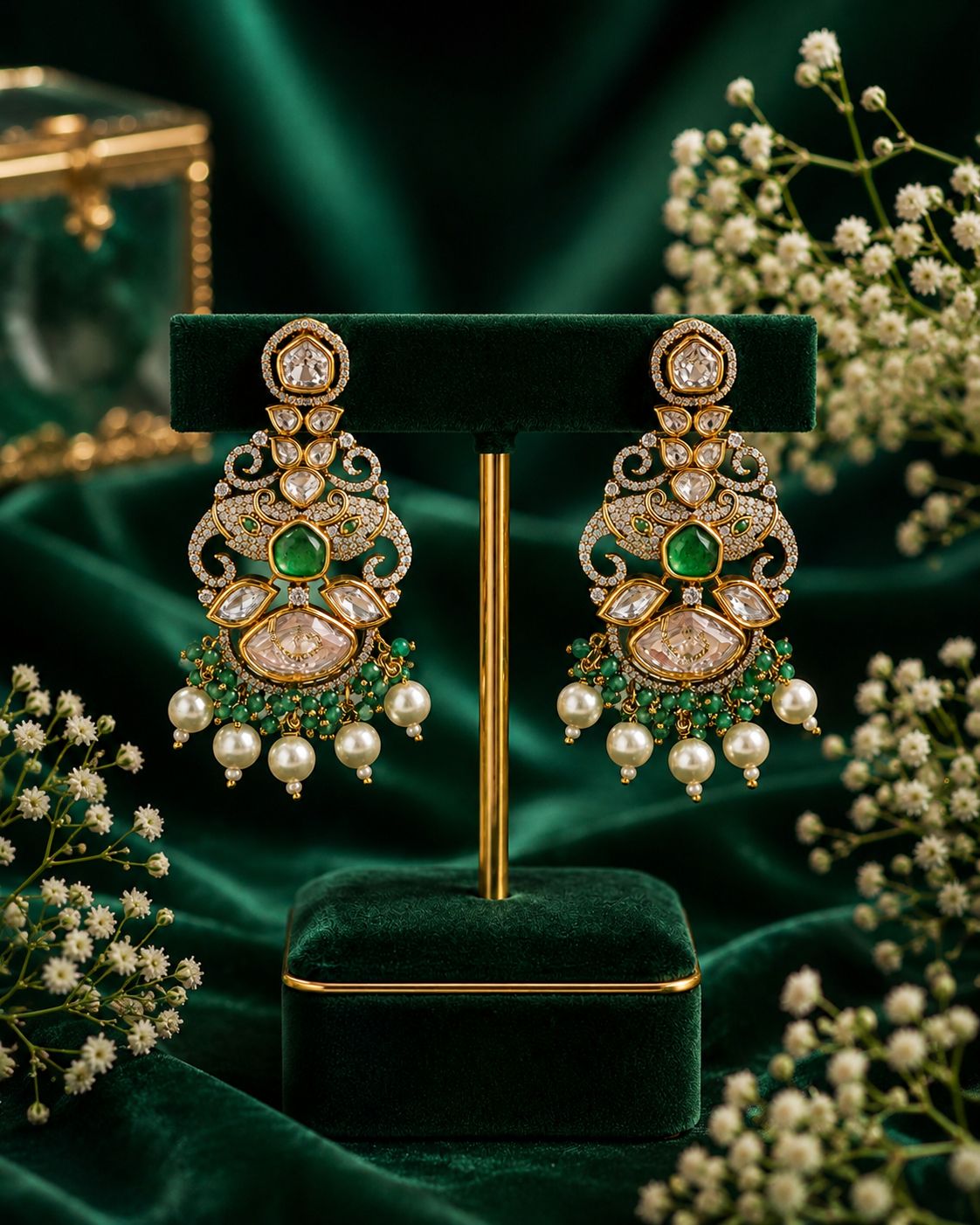 Noor-E-Panna Pure Moissanite Necklace Set