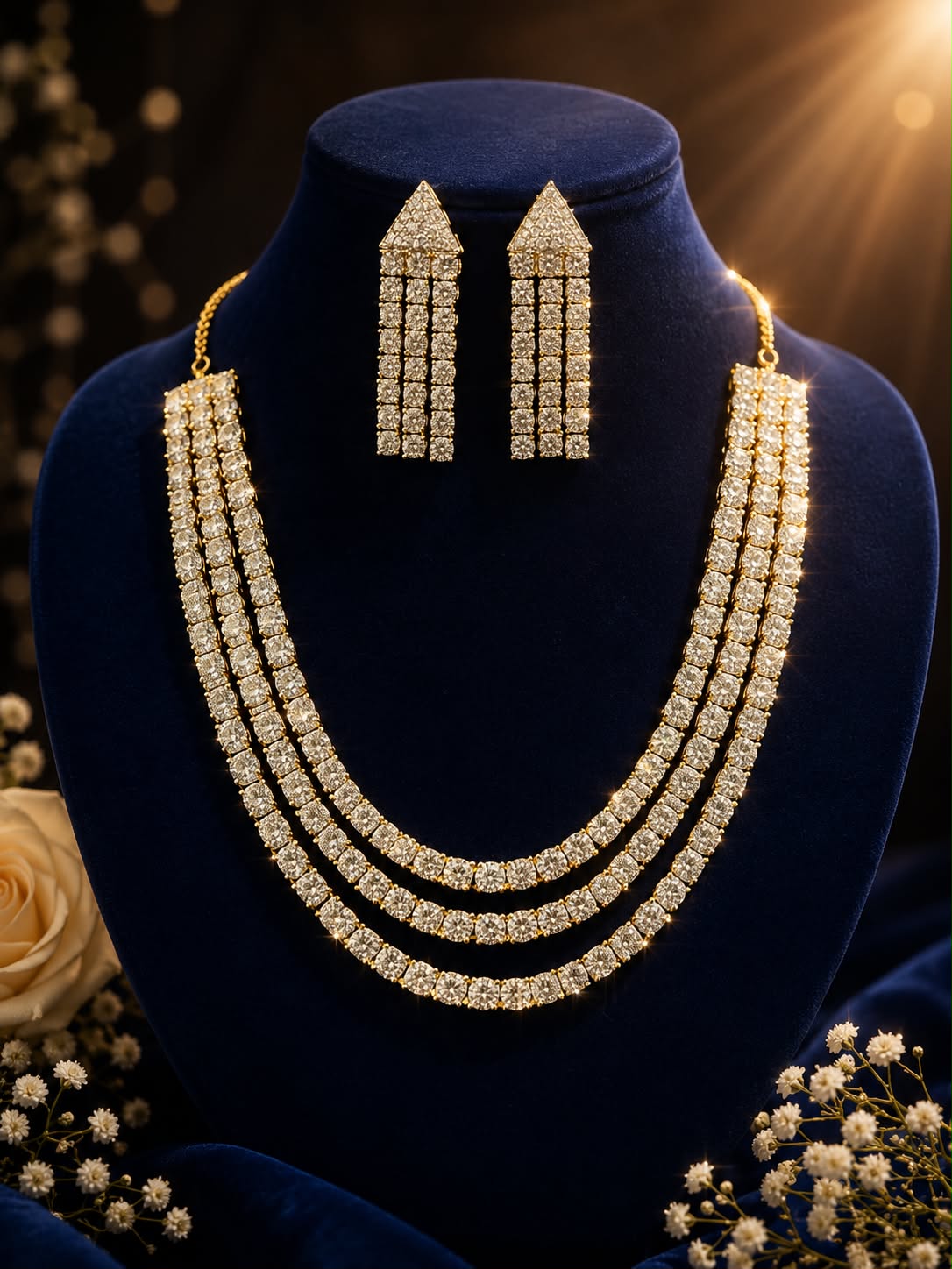 Golden Cascade Elegance Necklace Set