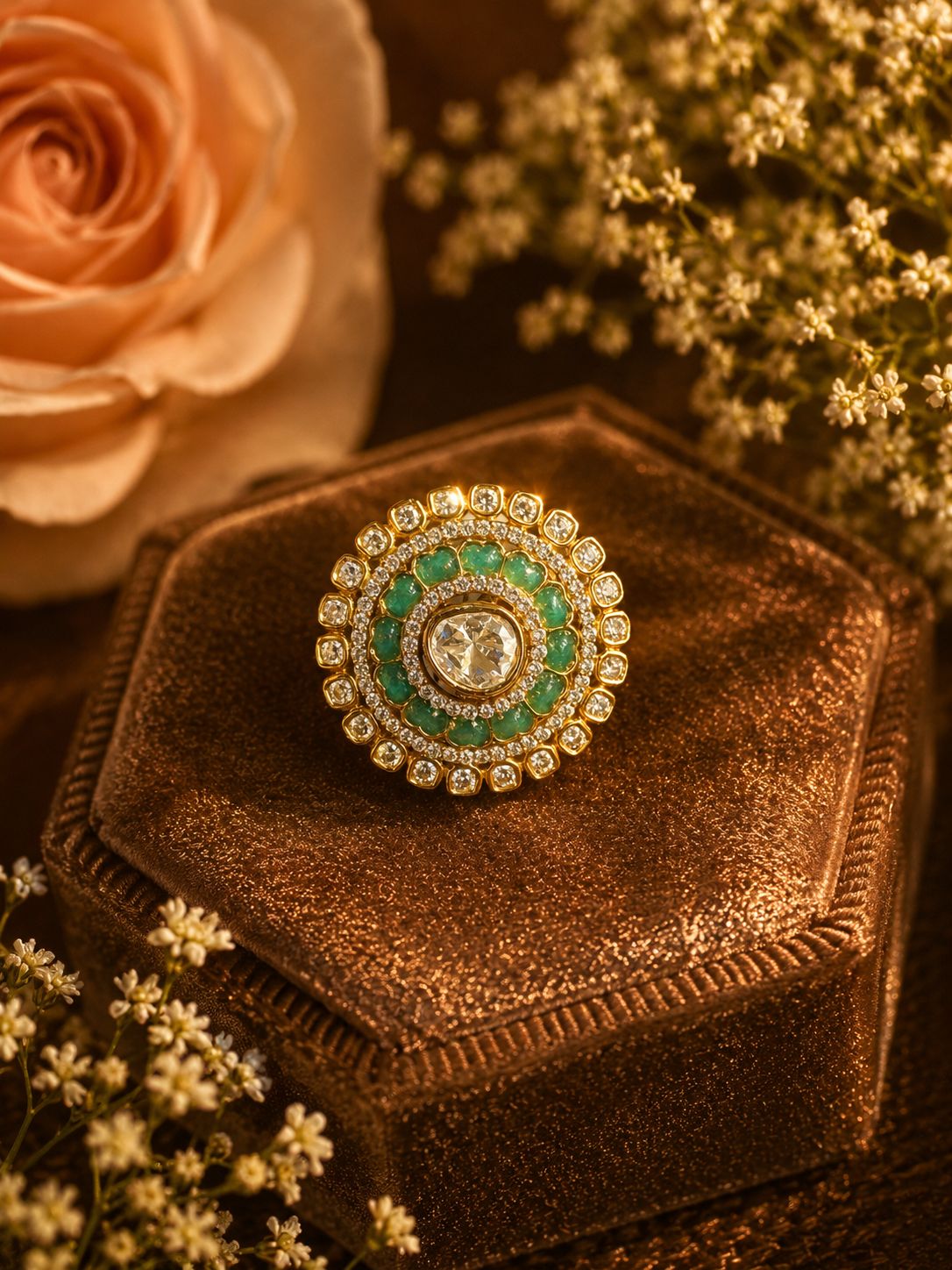 Emerald Halo Royale Ring