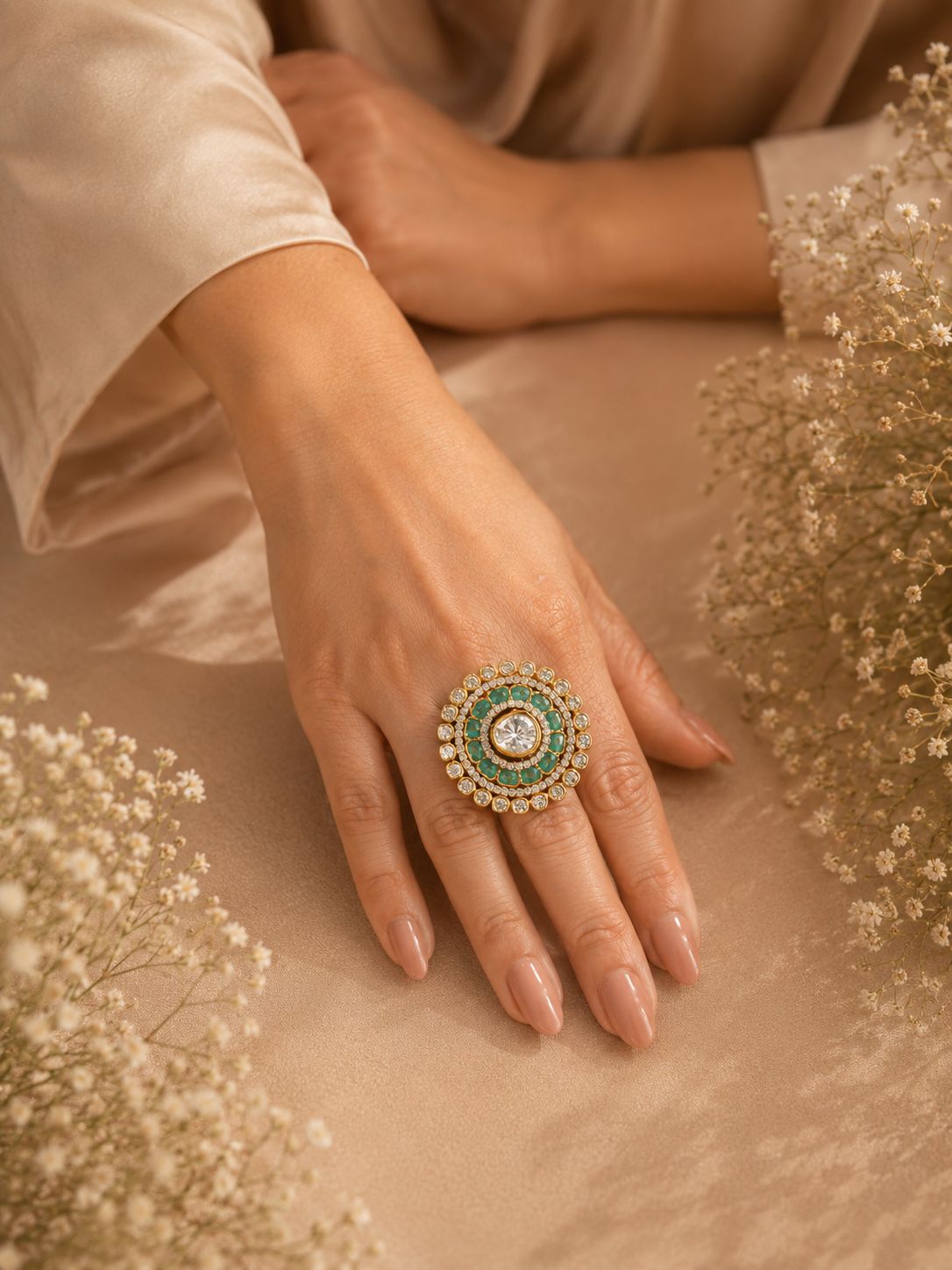 Emerald Halo Royale Ring