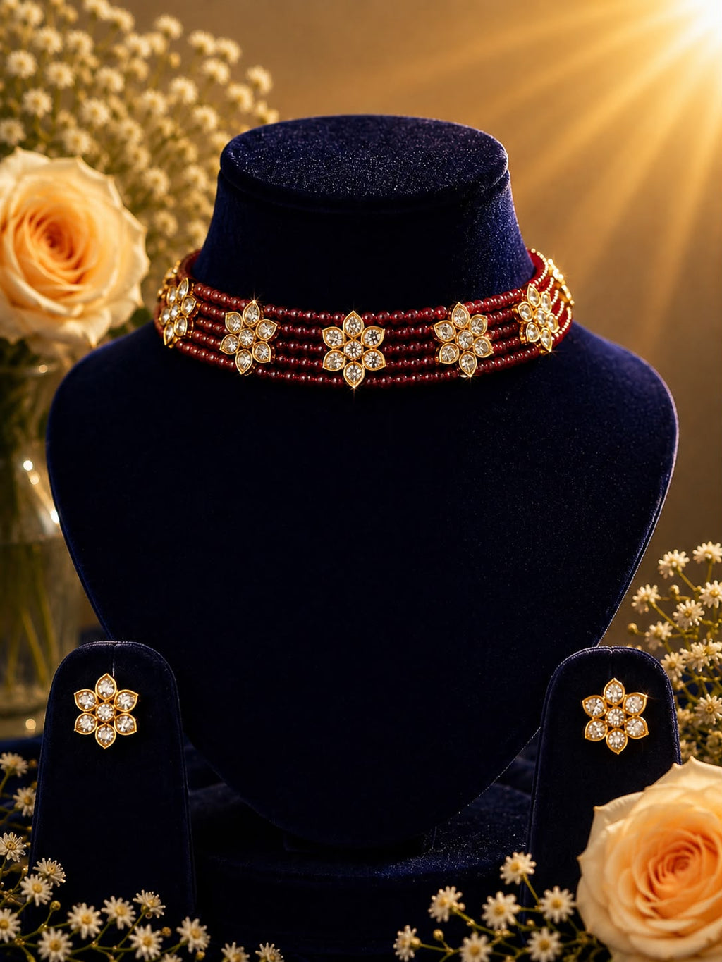 Ruby Bloom Choker Set