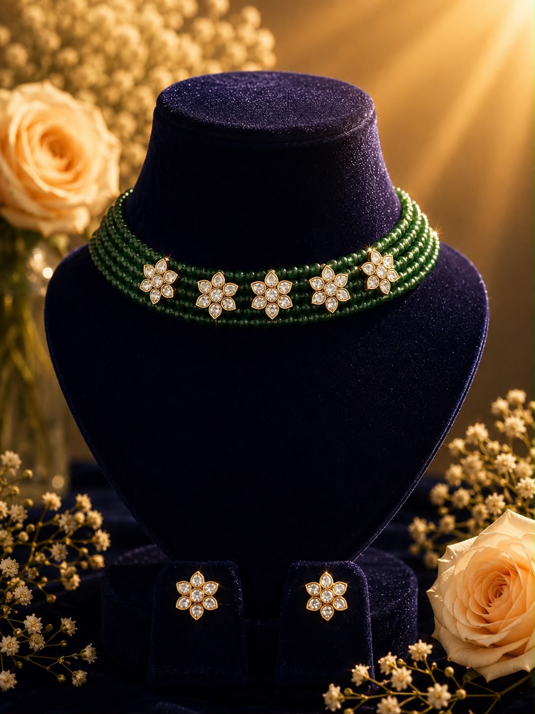 Emerald Bloom Choker Set