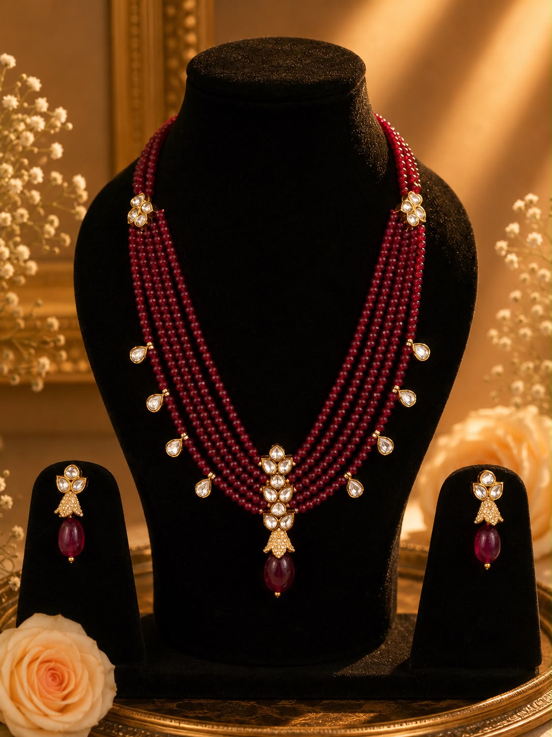 Ruby Grace with Pearl Drop Set
