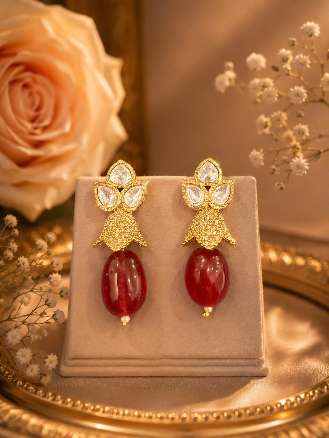 Ruby Grace with Pearl Drop Set