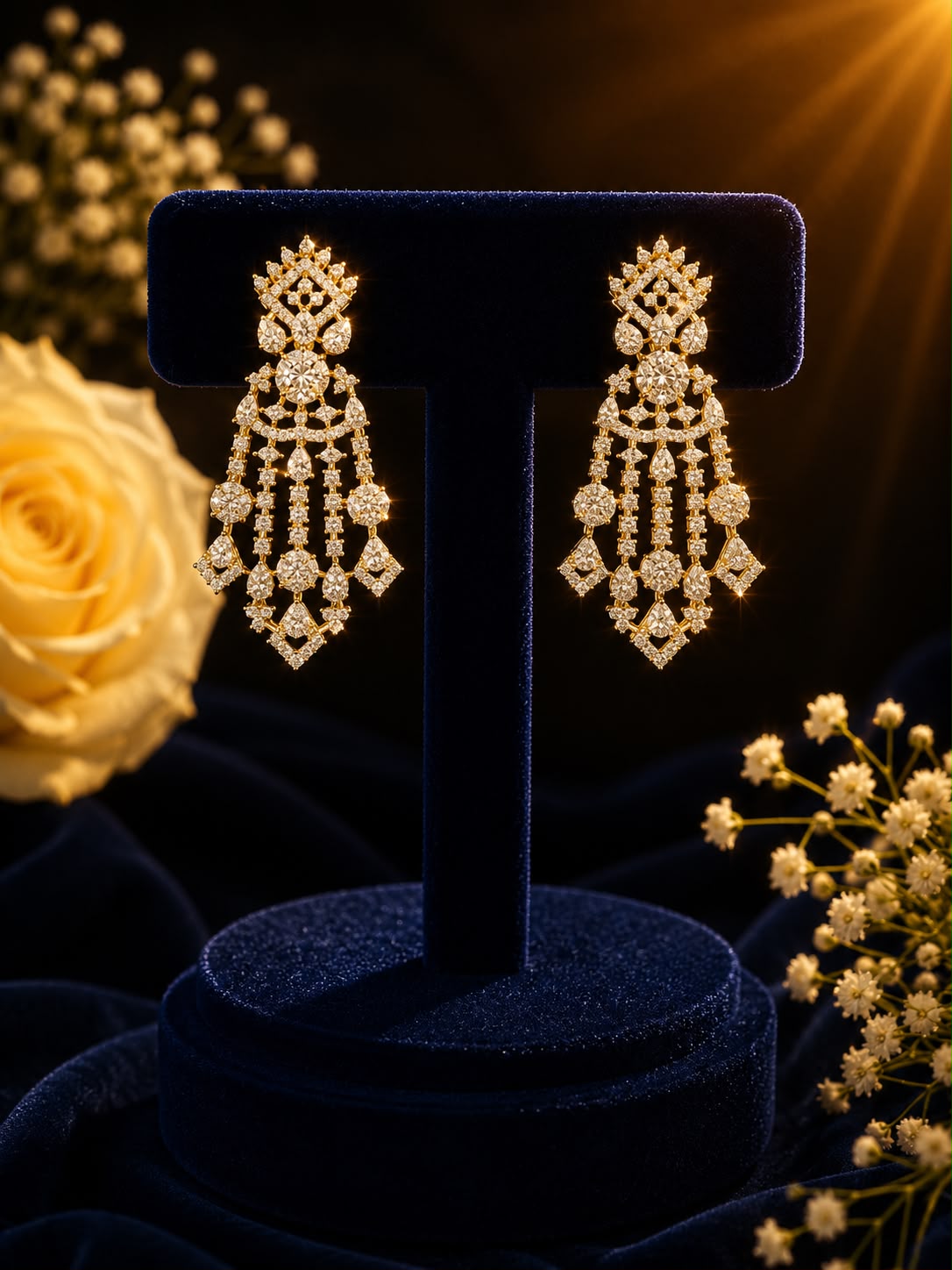 Golden Cascade Diamond Necklace Set