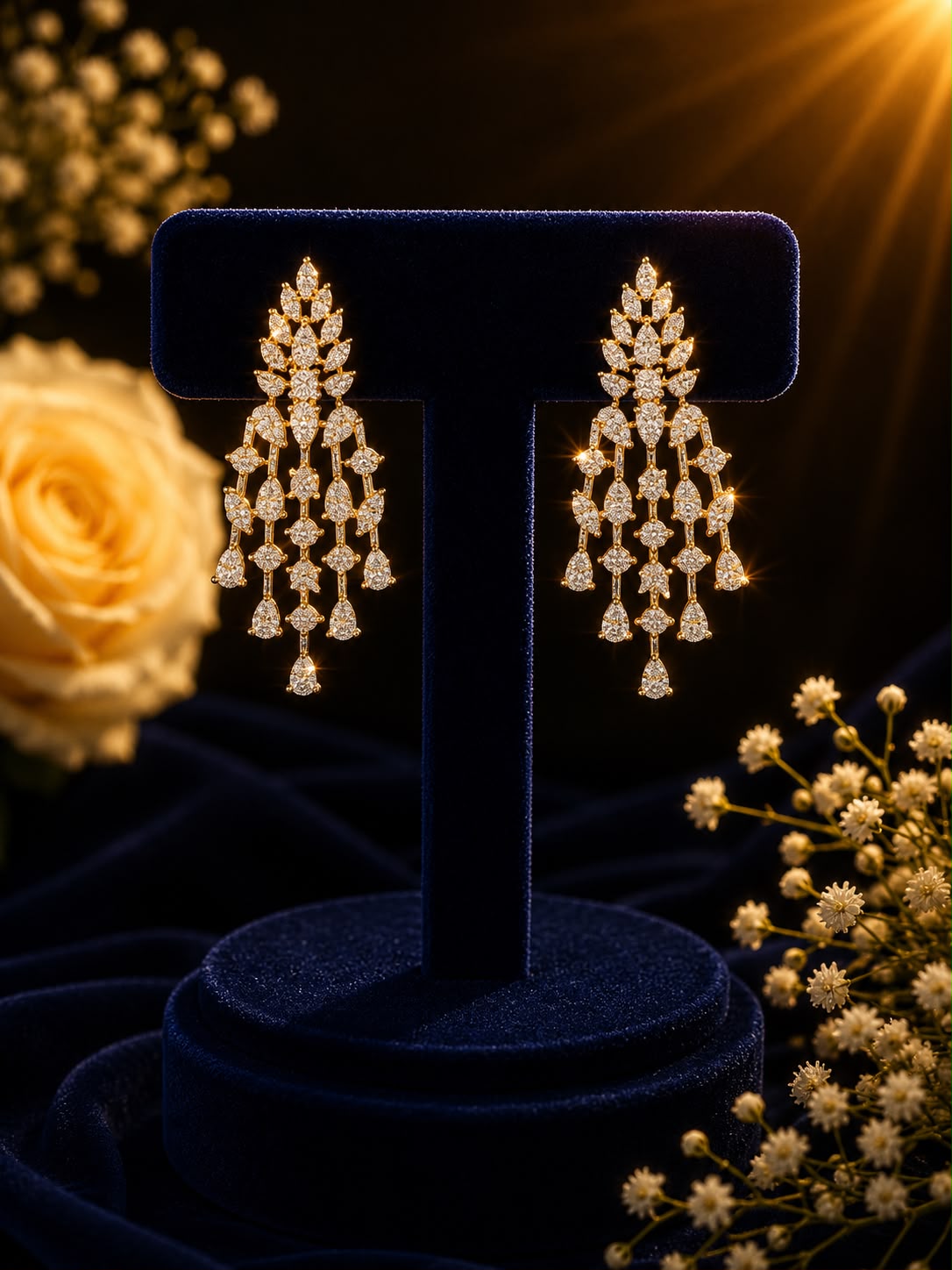 Gold Diamond Drape Necklace Set