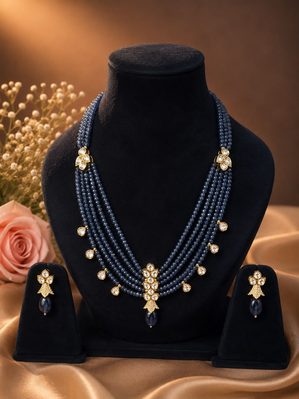 Sapphire Grace Pearl Drop Necklace Set
