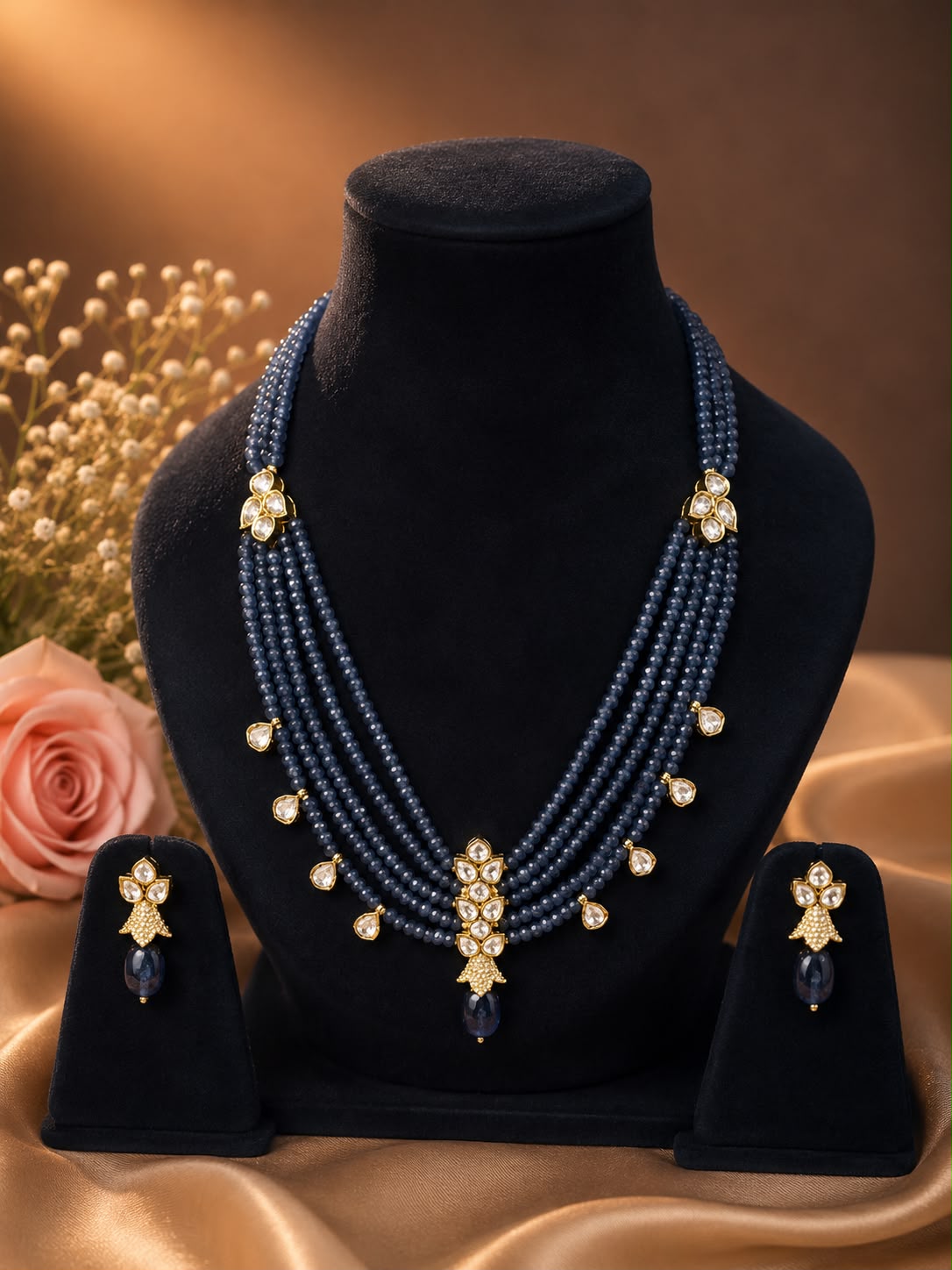 Sapphire Grace Pearl Drop Necklace Set