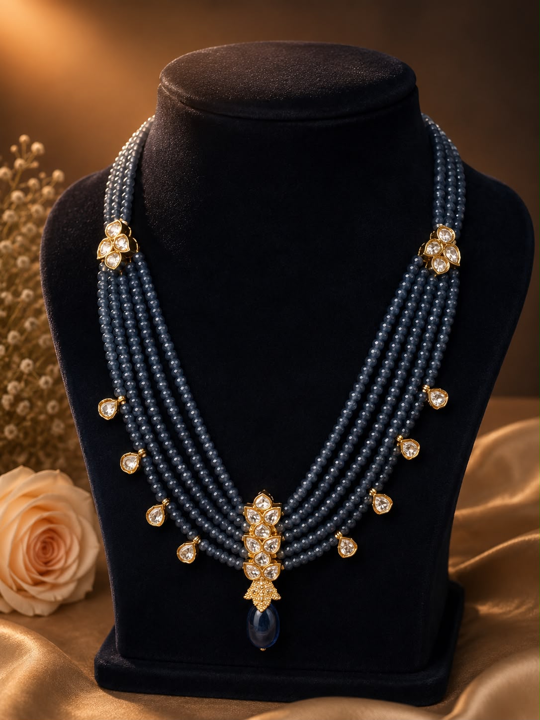 Sapphire Grace Pearl Drop Necklace Set