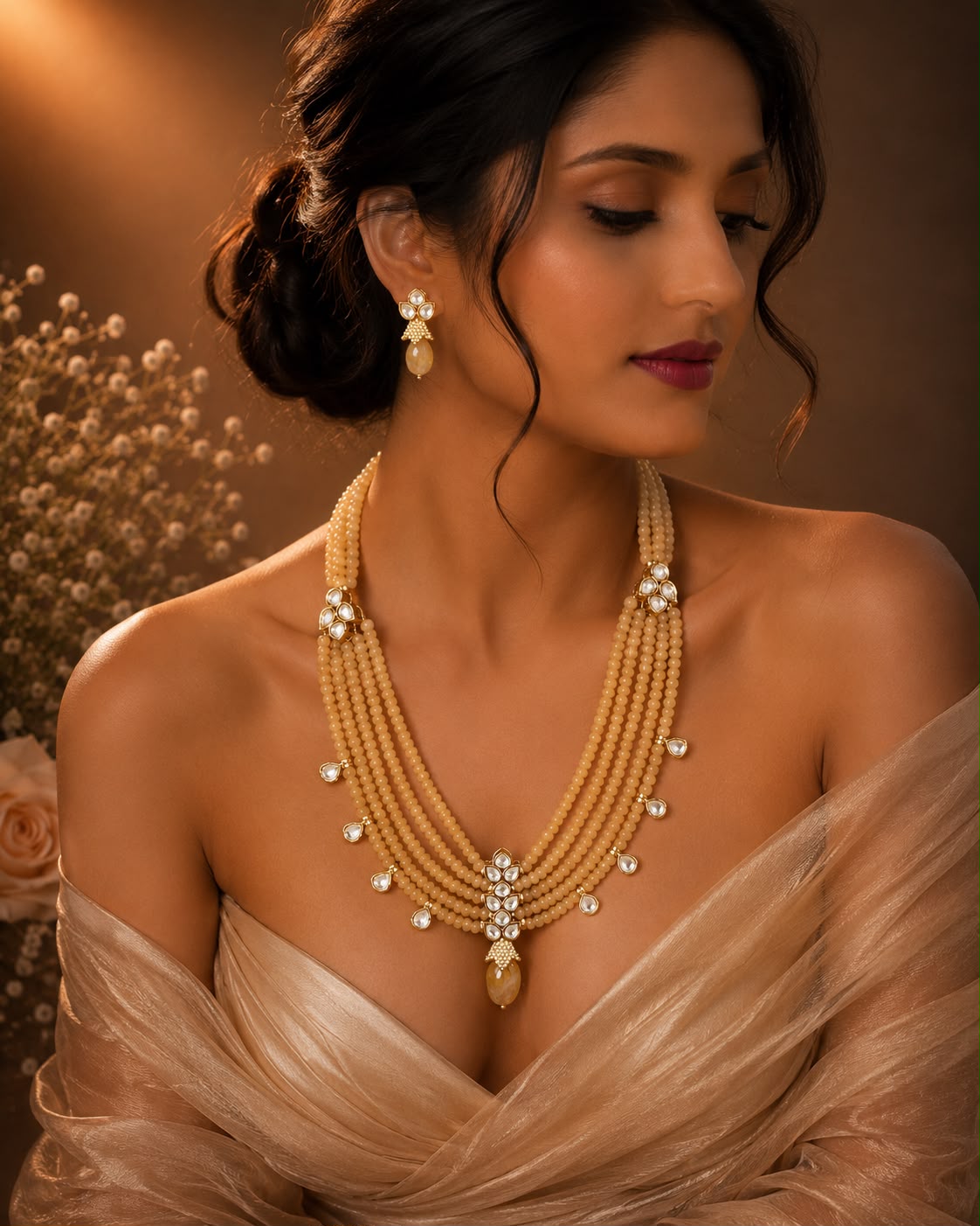 Earthen Grace Pearl Drop Necklace Set