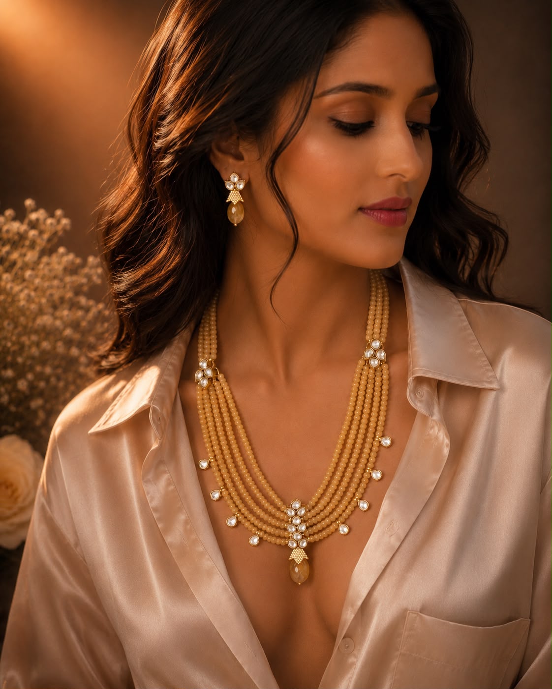 Earthen Grace Pearl Drop Necklace Set