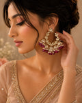 Regal Ruby Pearl Halo Chandbali Earrings