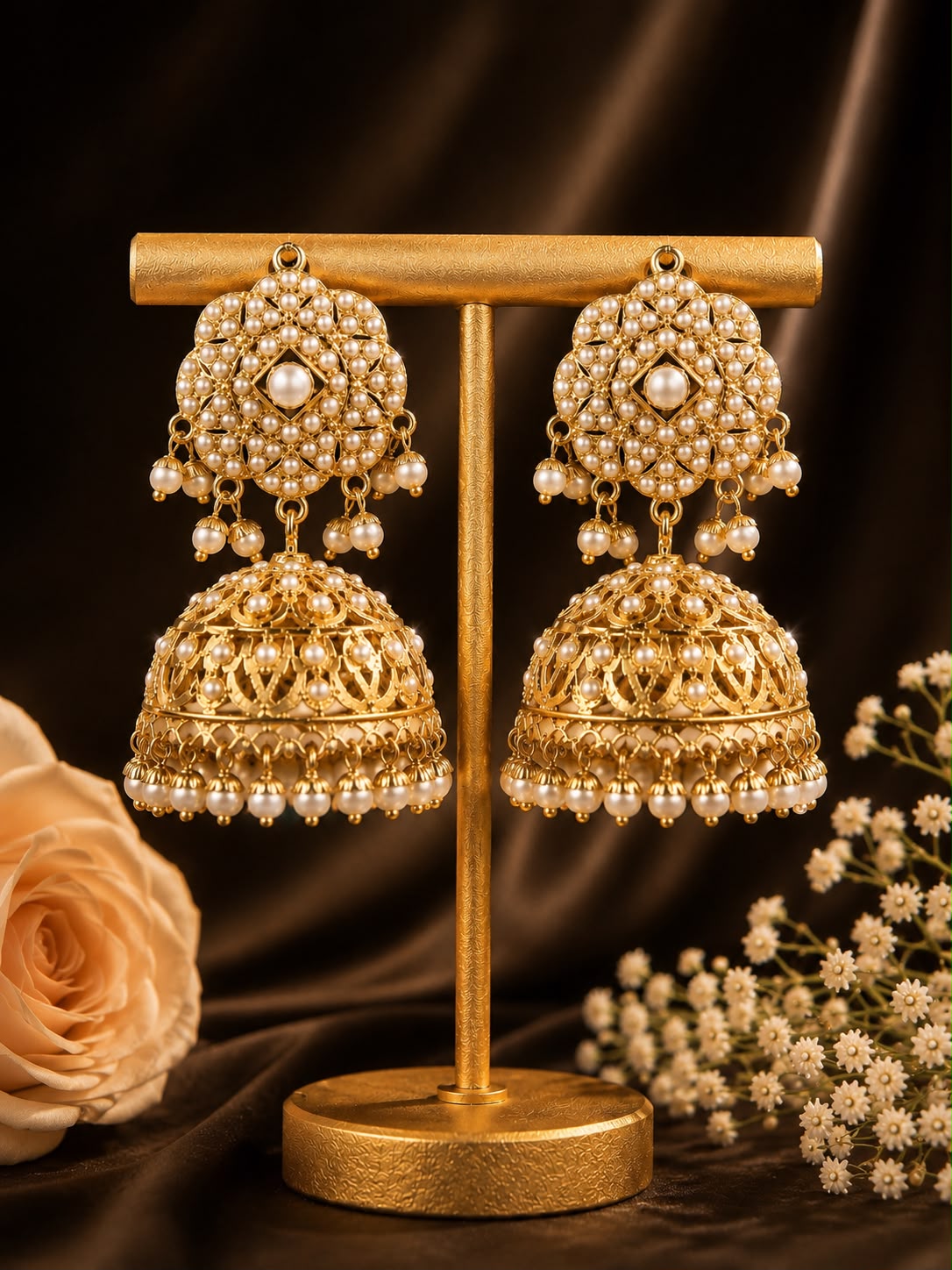 Classic Pearl Jadau Jhumkas