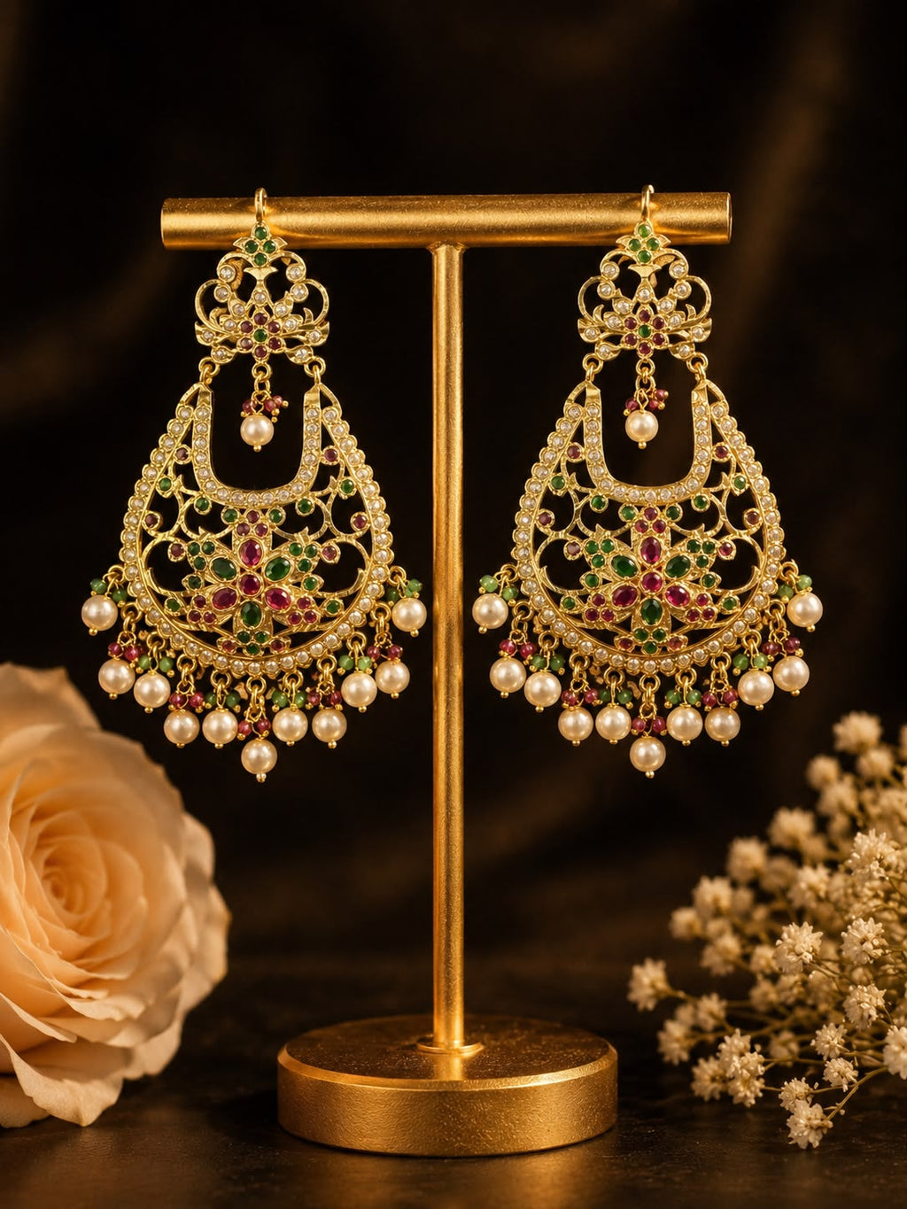 Jadau Floral Chandbalis