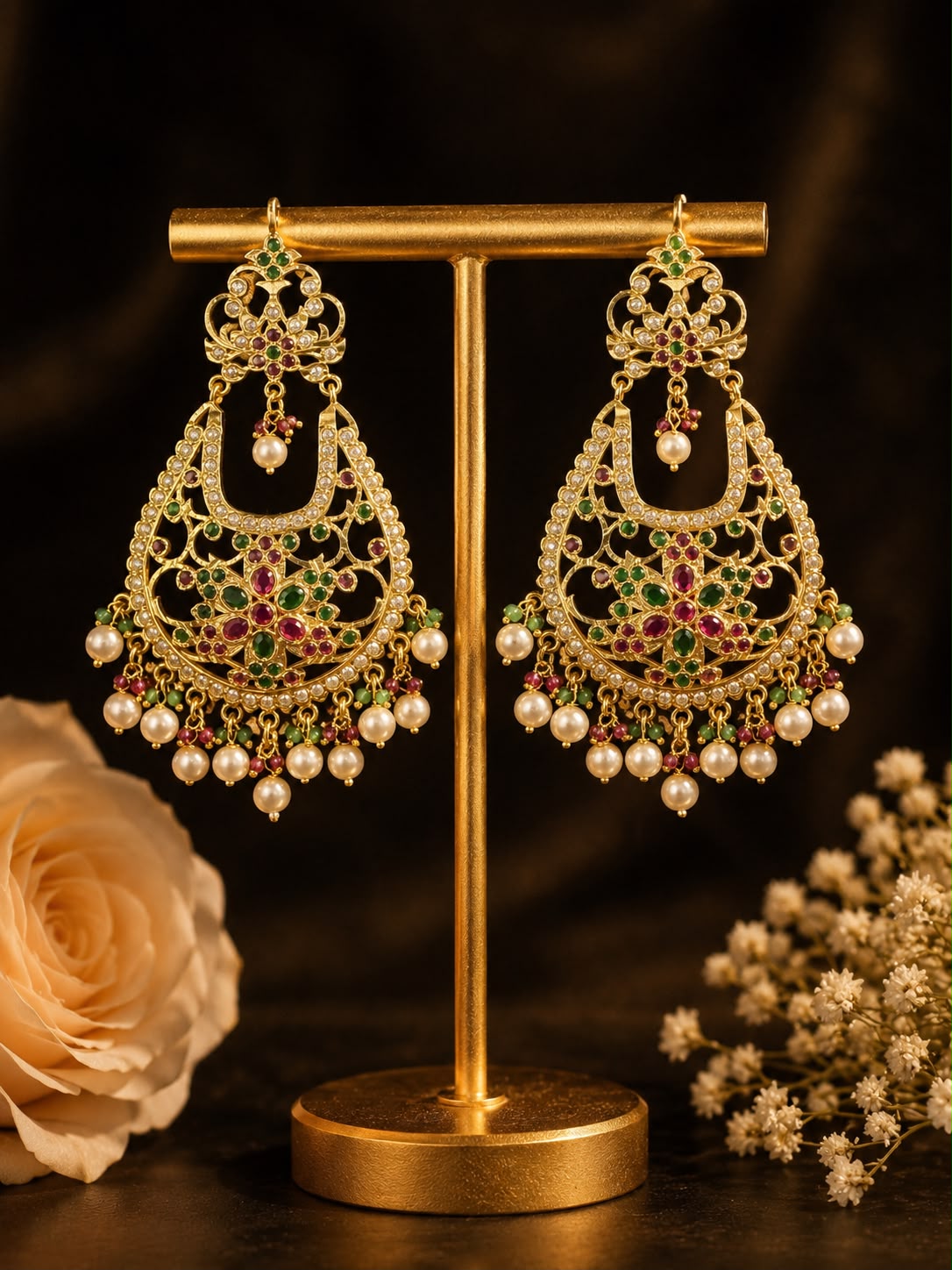 Jadau Floral Chandbalis