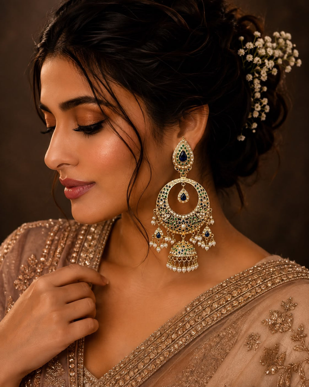 Jadau Pearl Chandbalis