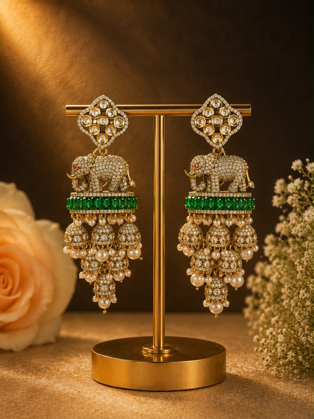 Pearl Elephant Drop Earrings