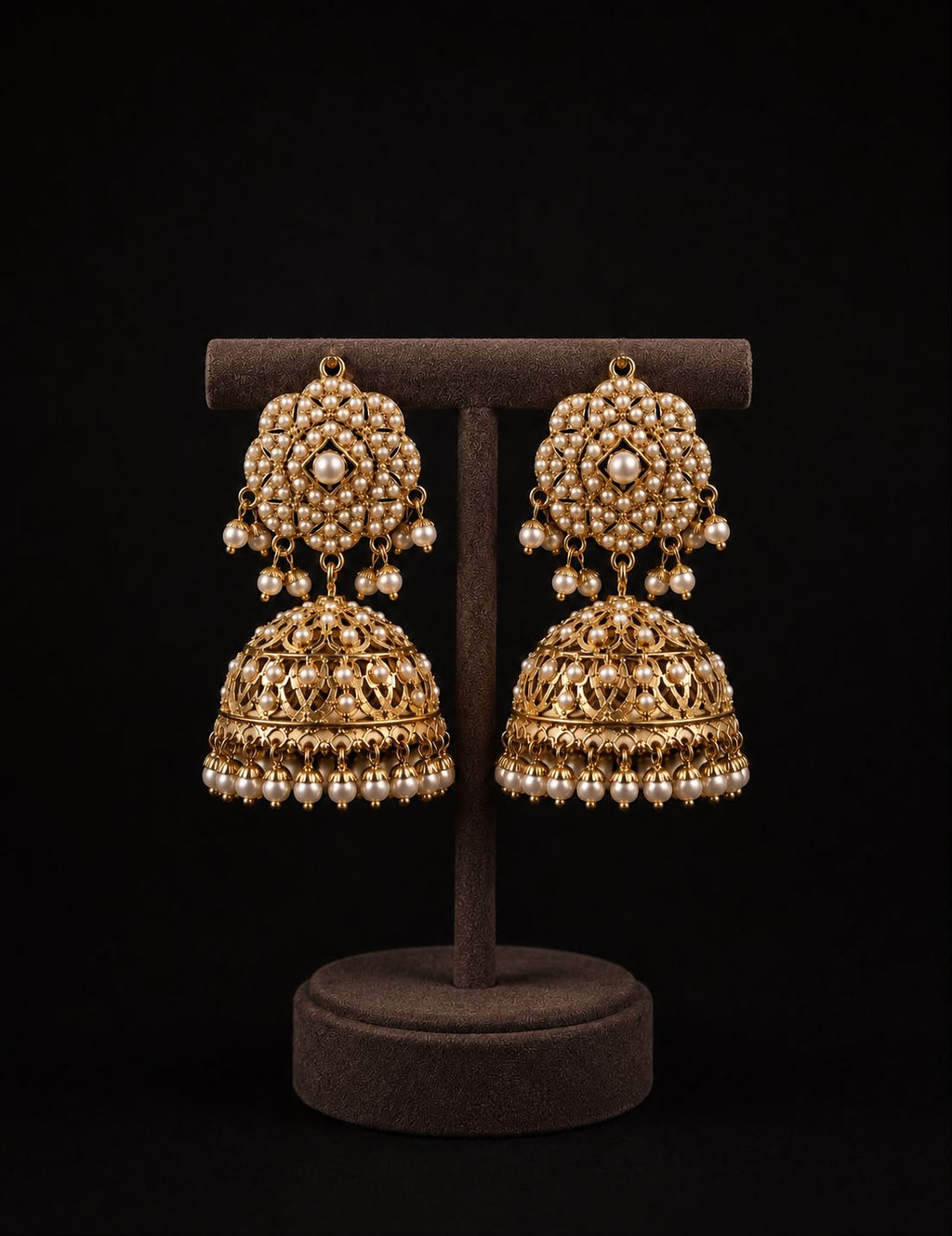 Classic Pearl Jadau Jhumkas