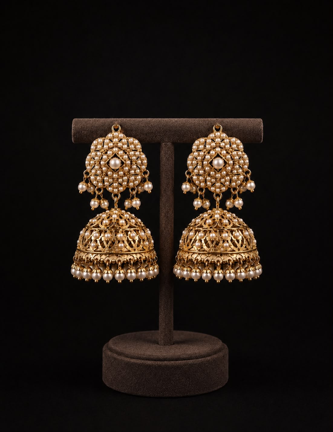 Classic Pearl Jadau Jhumkas