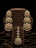 Layered Pearl Jadau Danglers with Maang Tikka