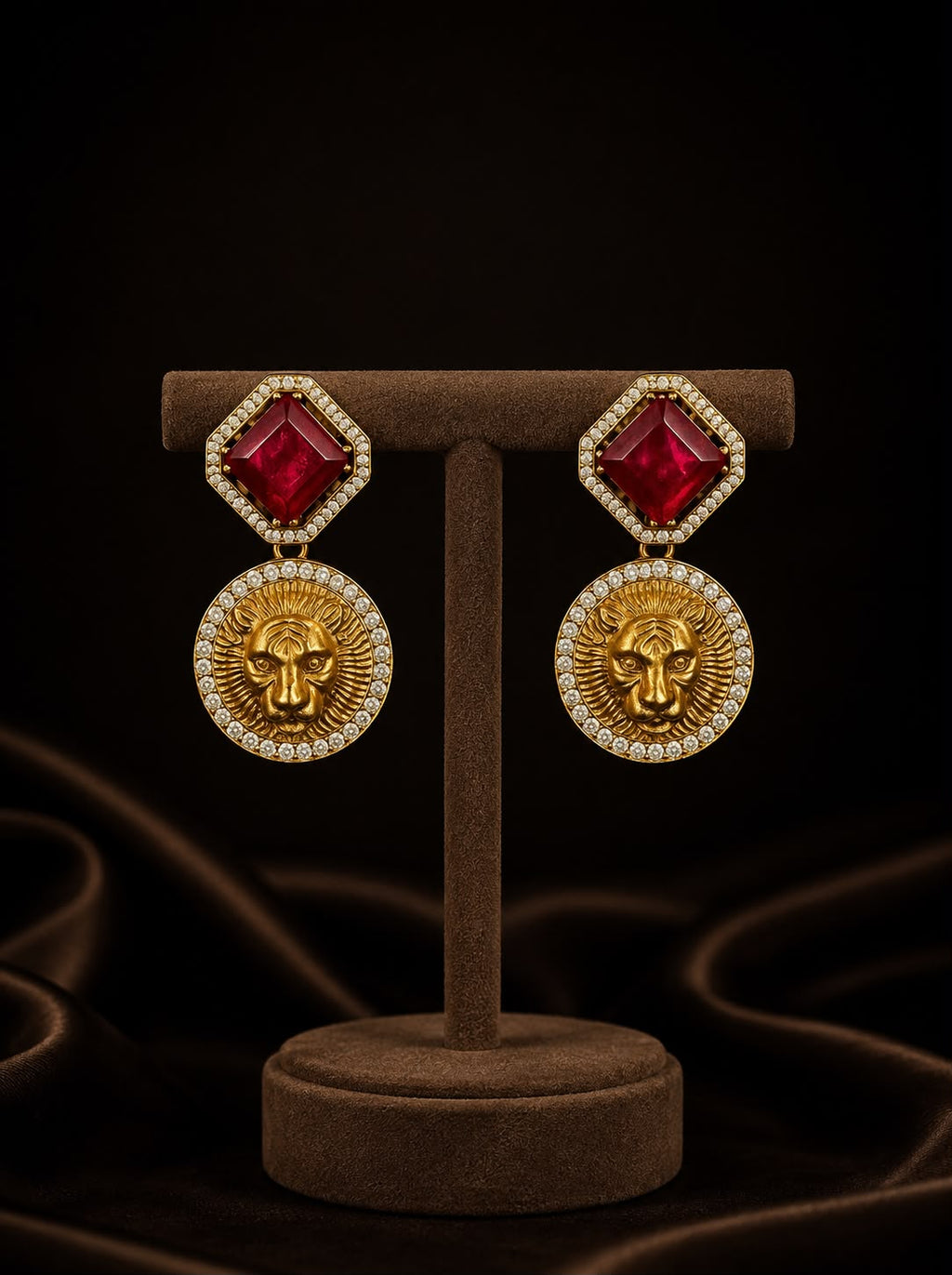 Sabya Inspired Ruby Color Danglers