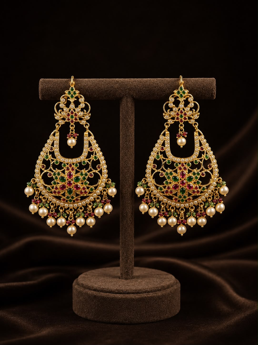 Jadau Floral Chandbalis