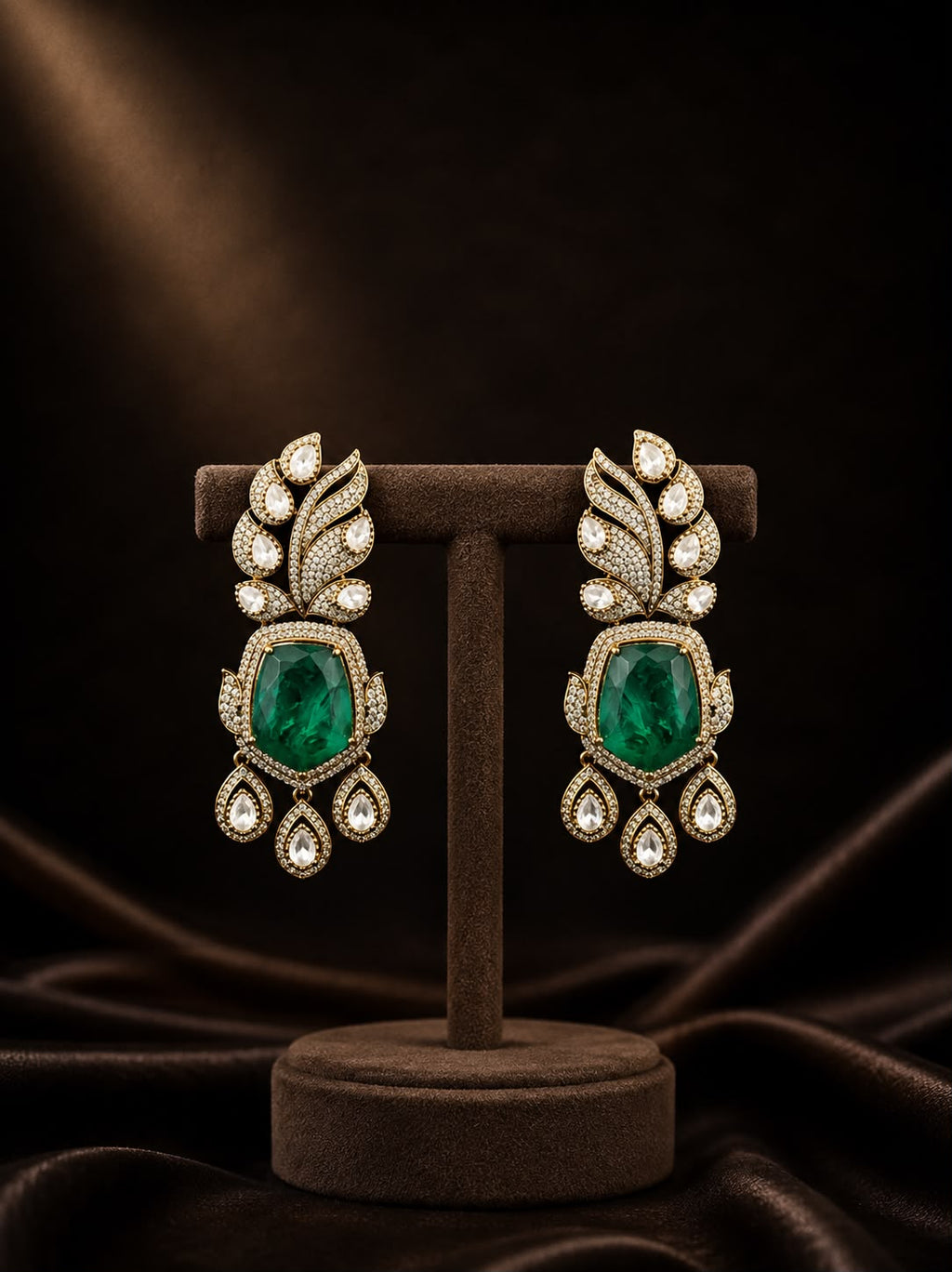 Victorian Moissanite Emerald Statement Earrings