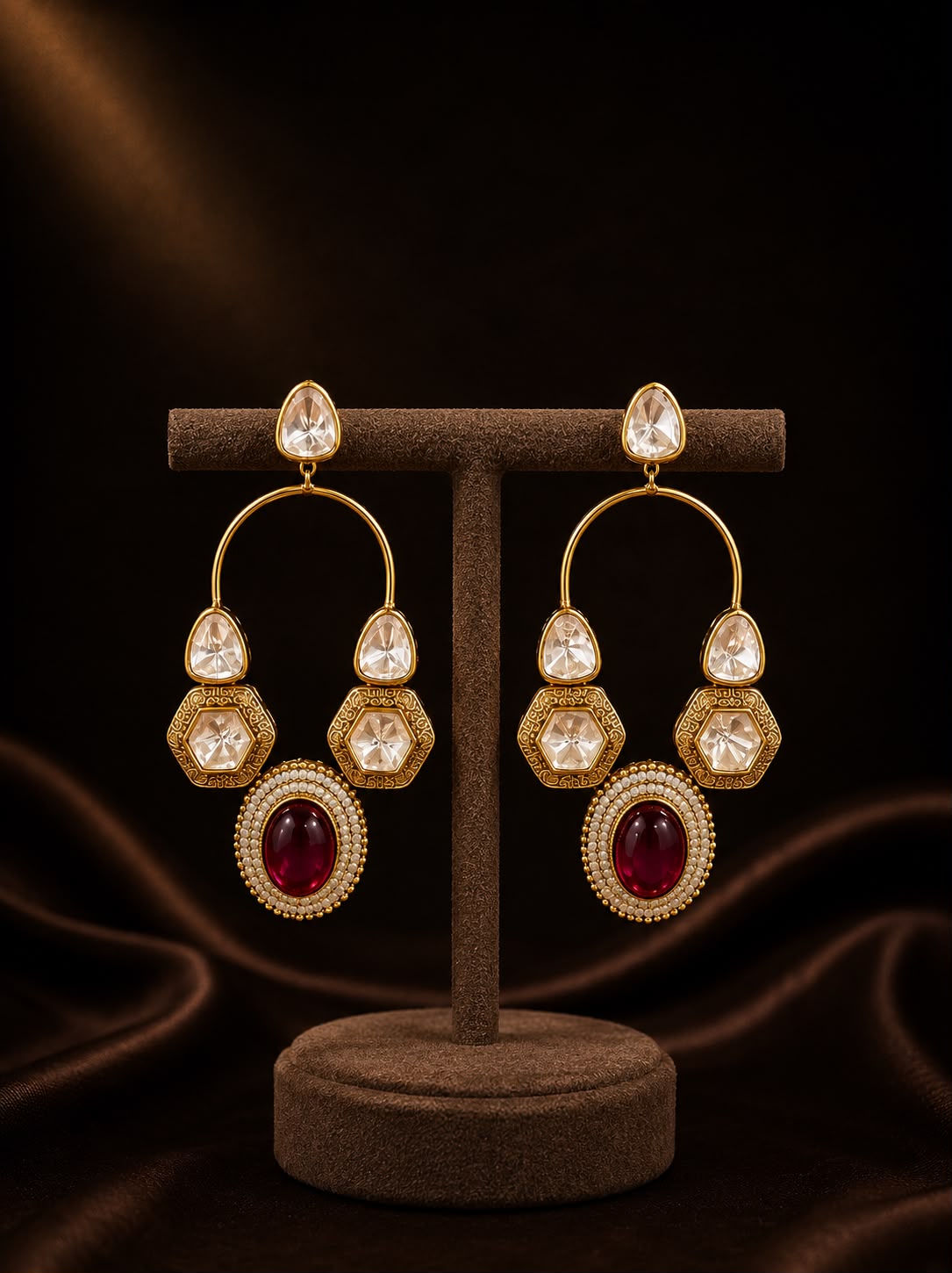 Sabya Inspired Ruby Arch Drop Earrings