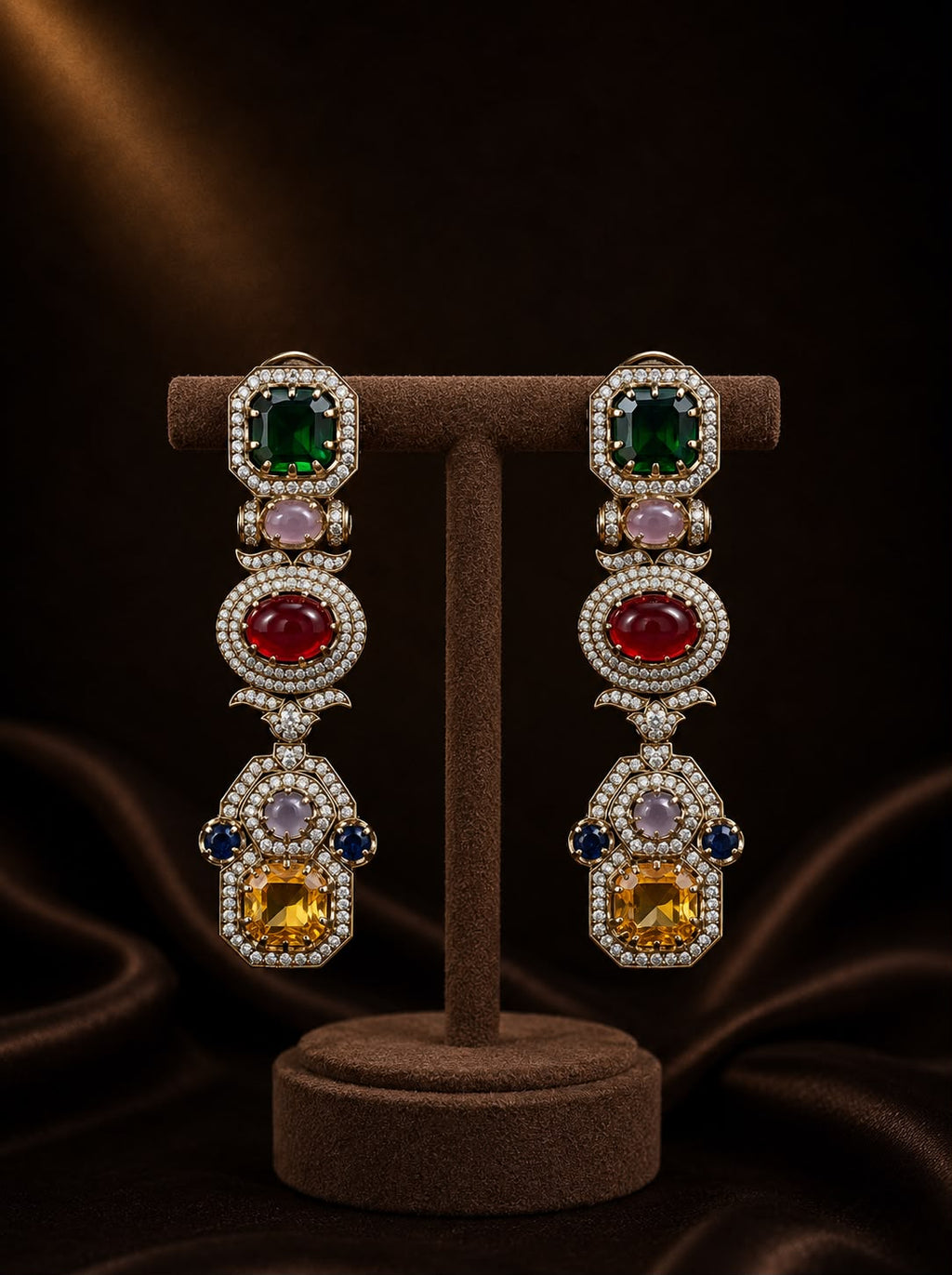 Sabya Inspired Navratna Royale Cascade Earrings