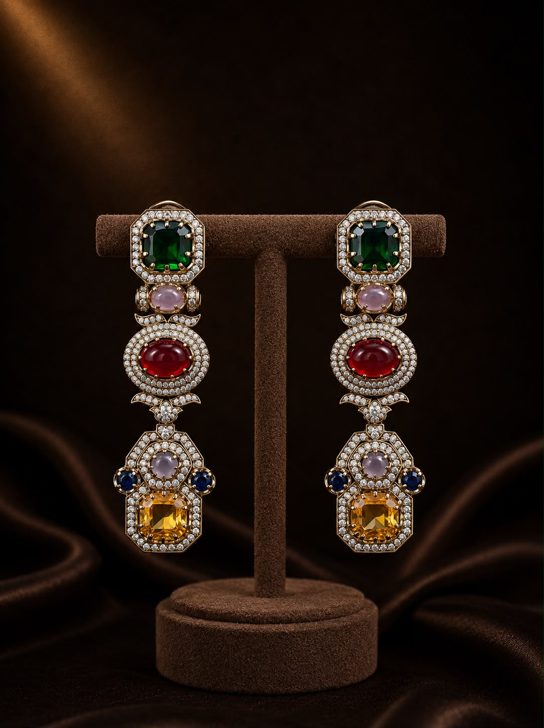 Sabya Inspired Navratna Royale Cascade Earrings