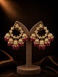 Regal Ruby Pearl Halo Chandbali Earrings