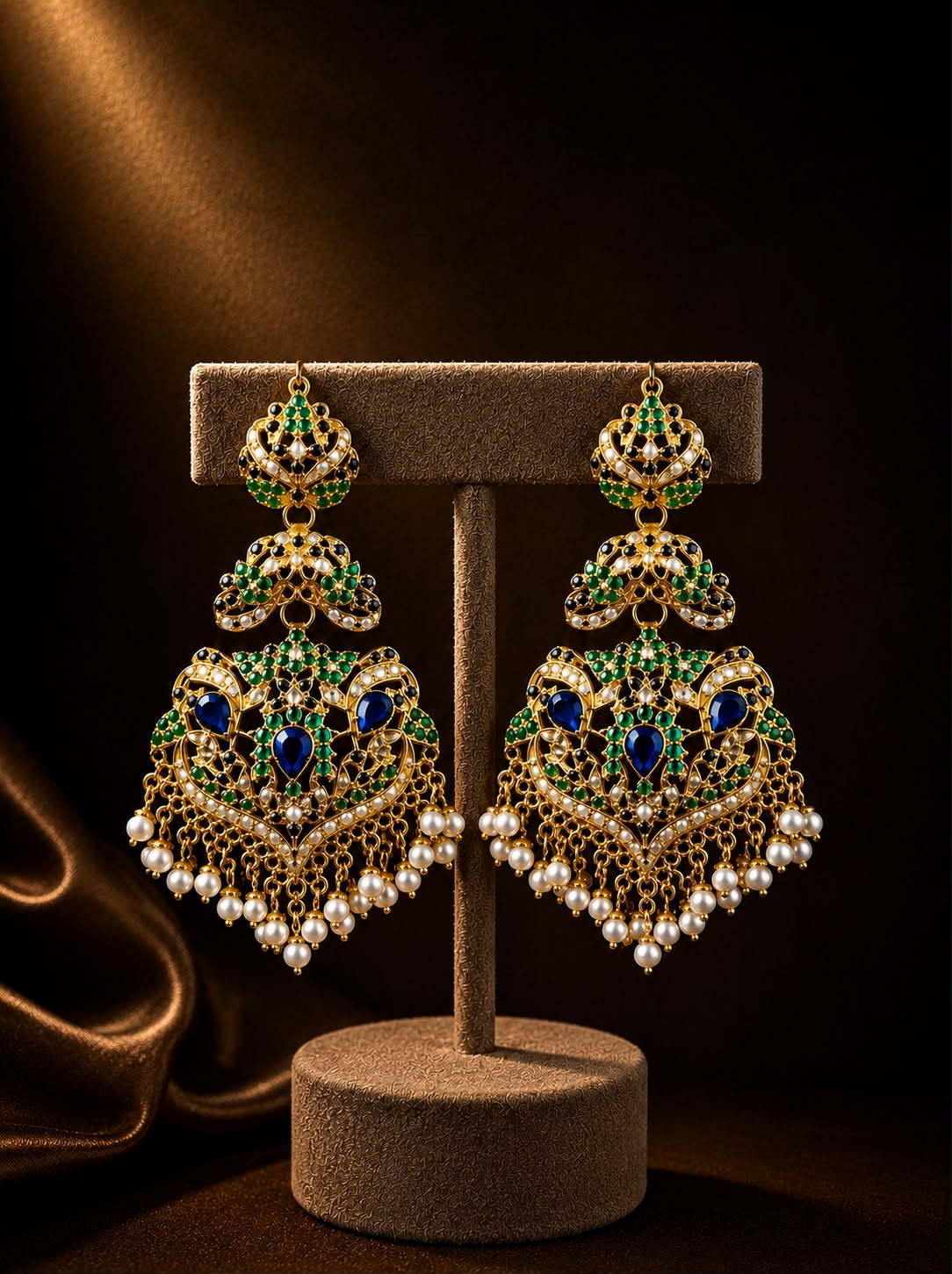 Jadau Pearl Chandelier Earrings