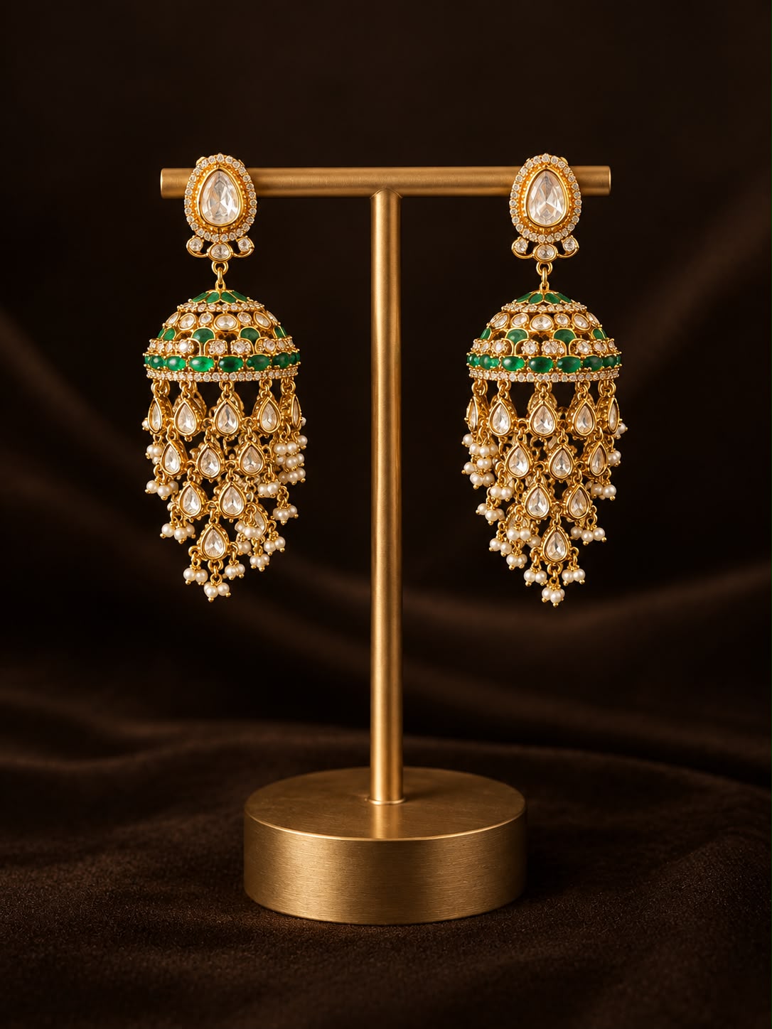 Nora Moissanite Polki Jhumkas