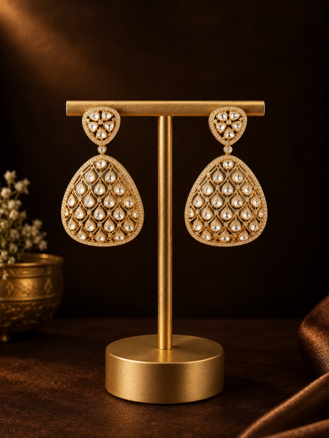 Geevani Moissanite Jharoka Earrings
