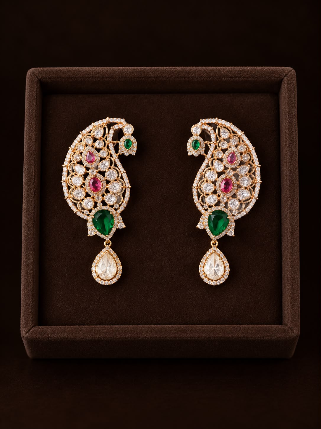 Mayura Ruby Emerald Polki Ear Cuffs