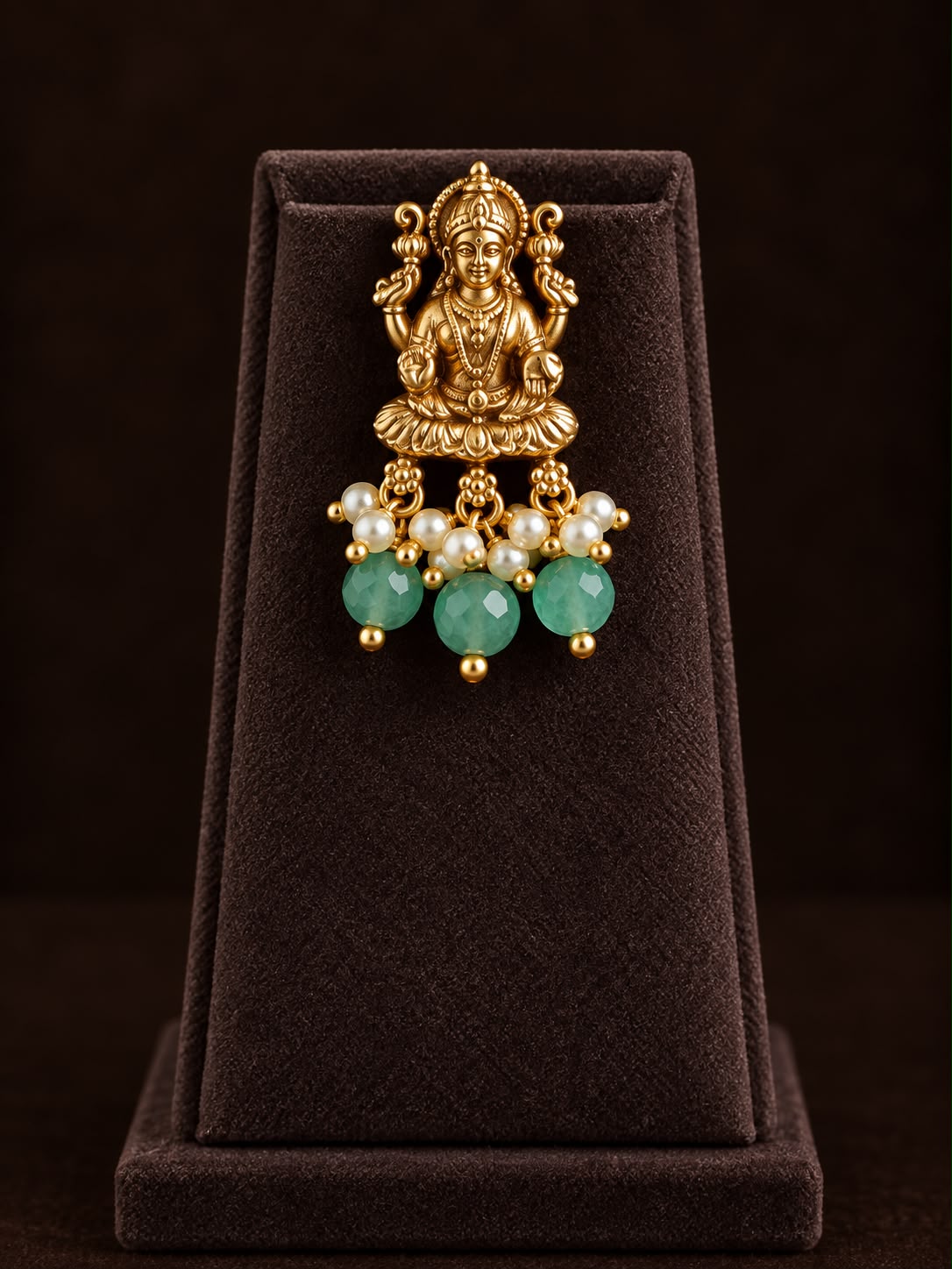 Padmavati Green Beaded Temple Haar Set