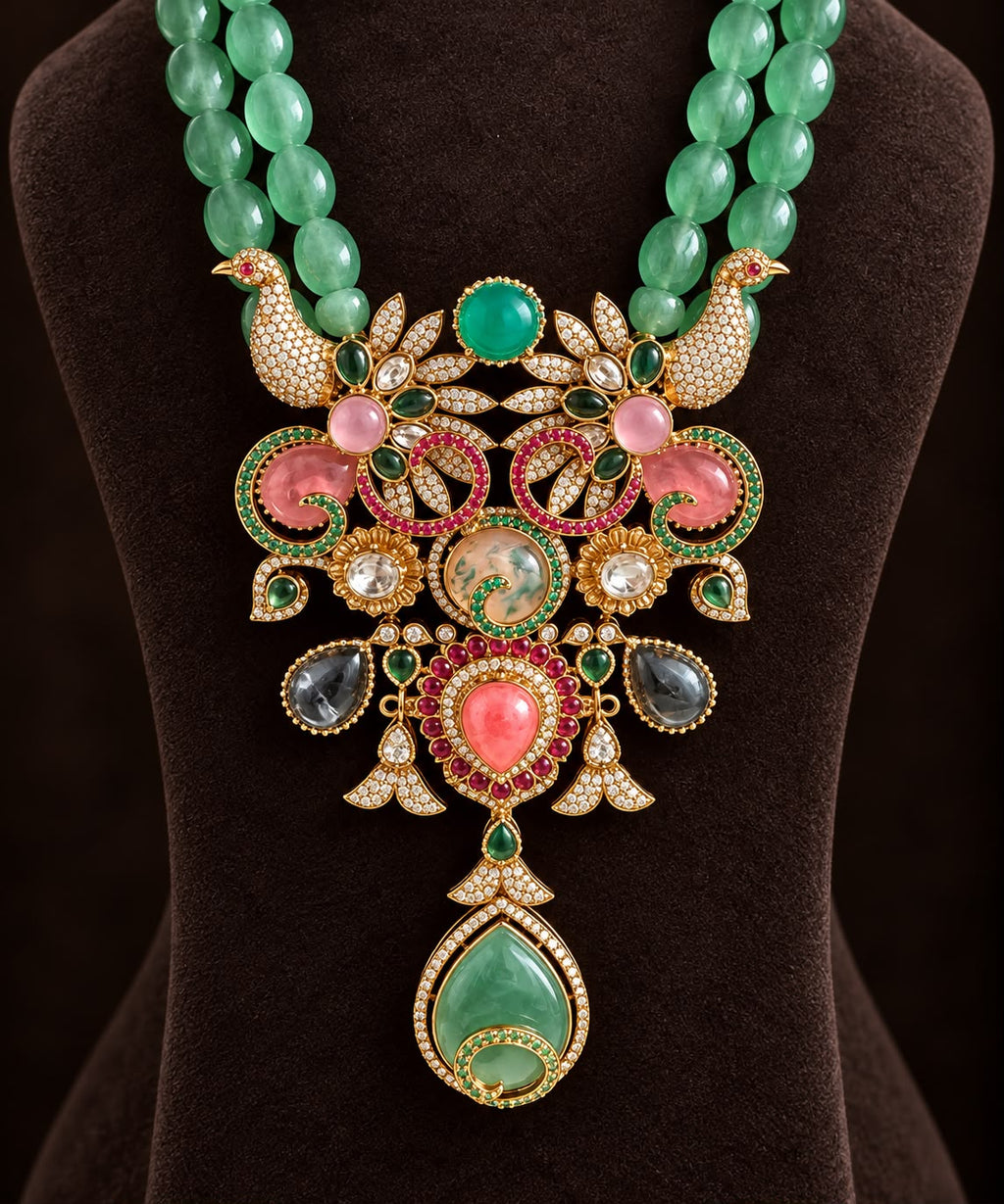 Maya Peacock Fusion Necklace Set