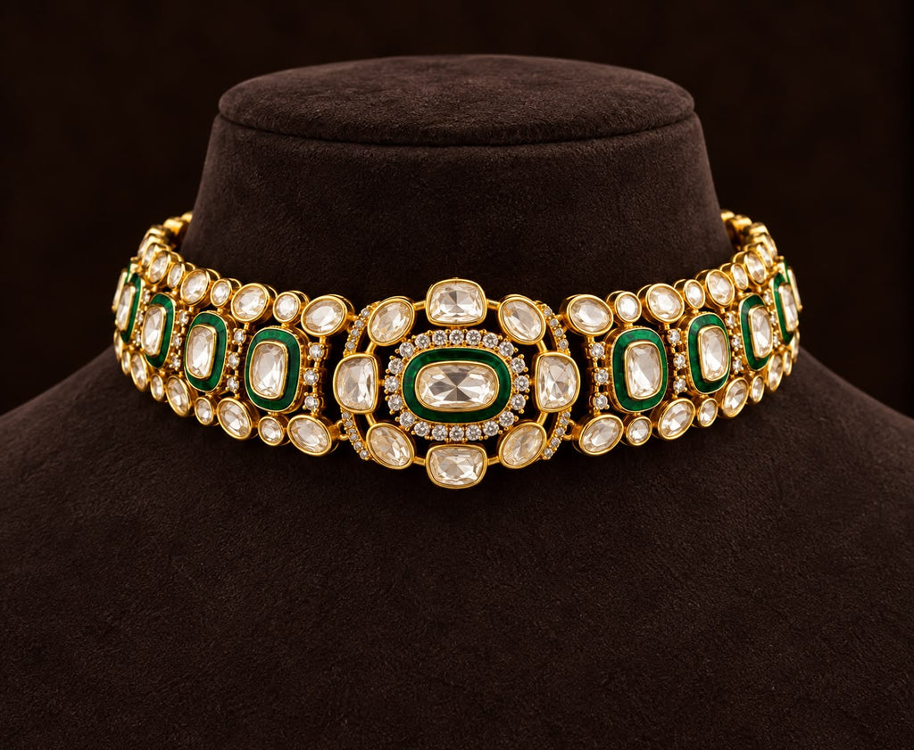 Mehr Emerald Kundan Choker Set