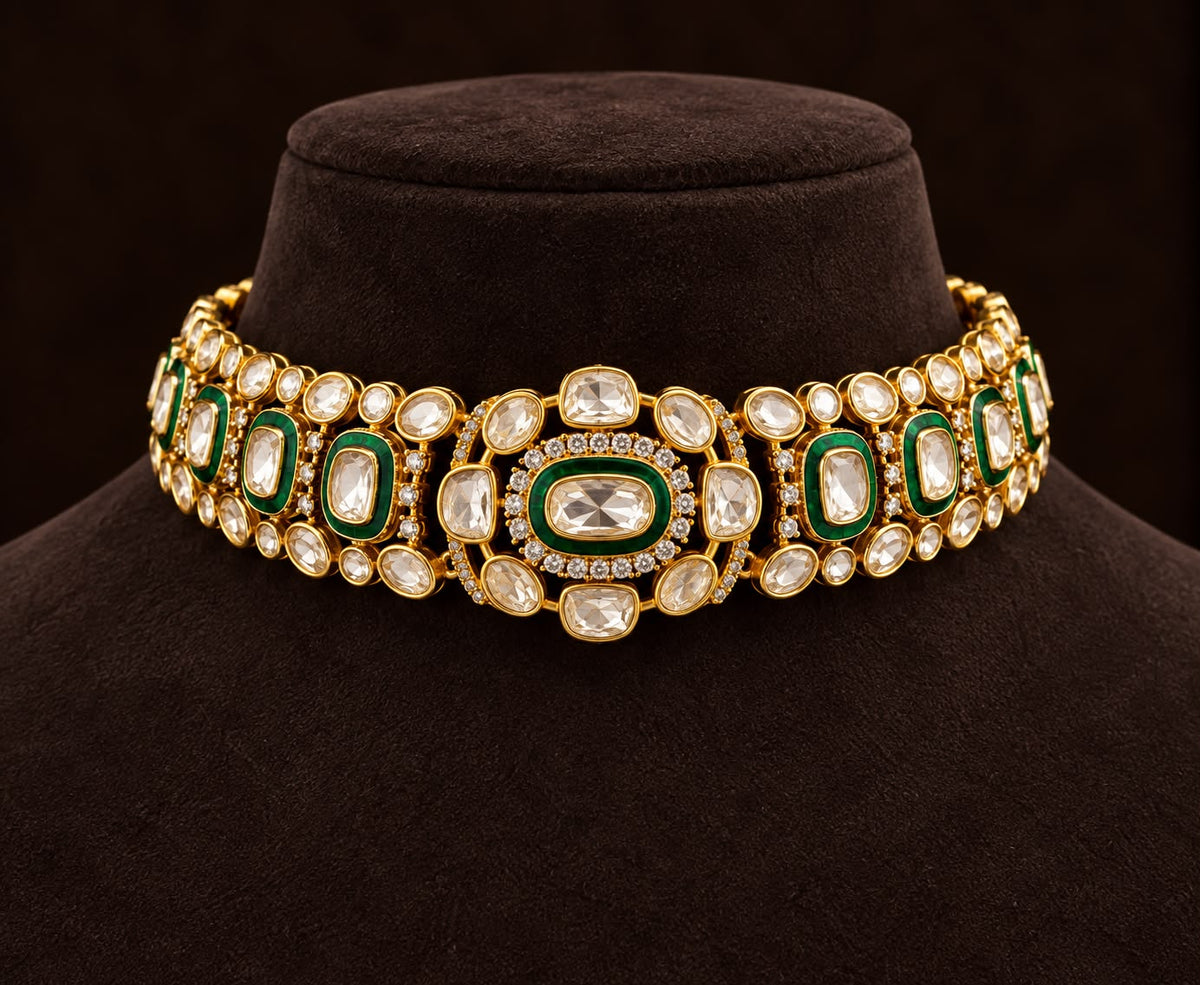 Mehr Emerald Kundan Choker Set