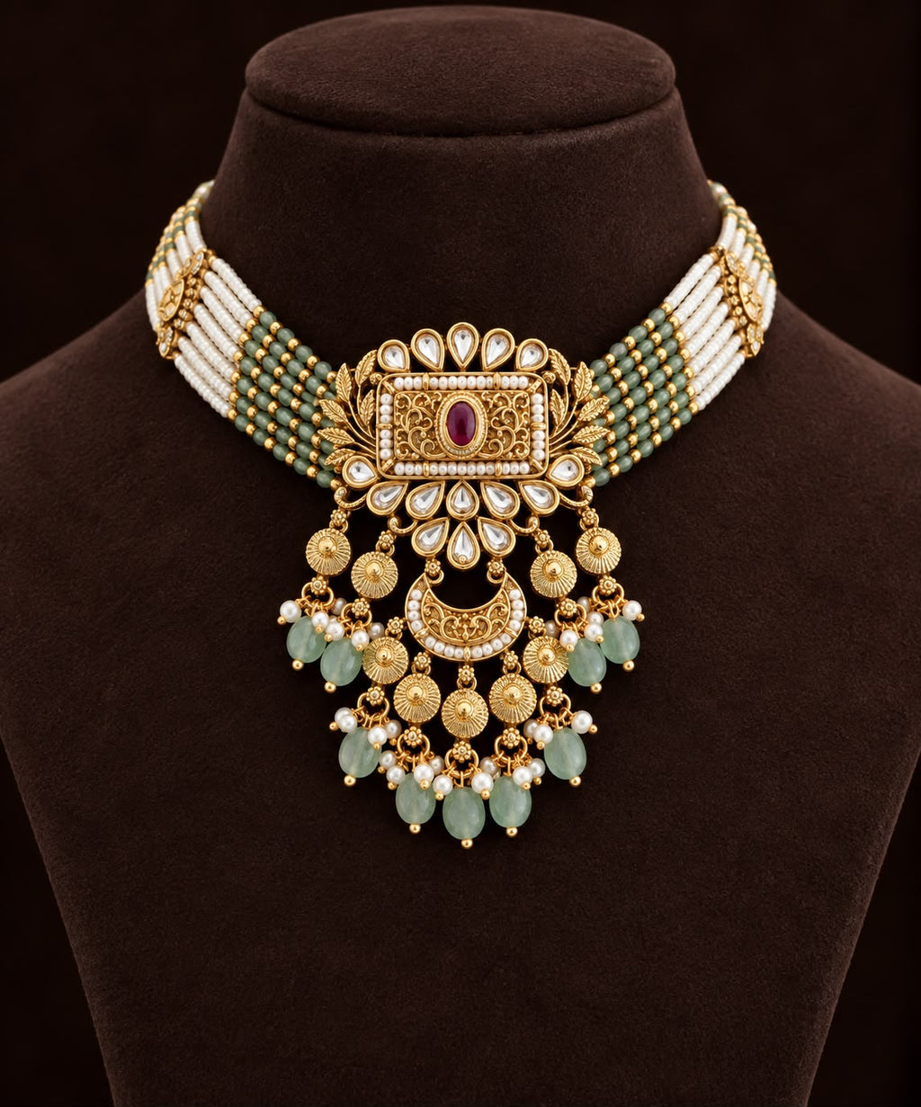 Aaranya Kundan Beaded Choker Set
