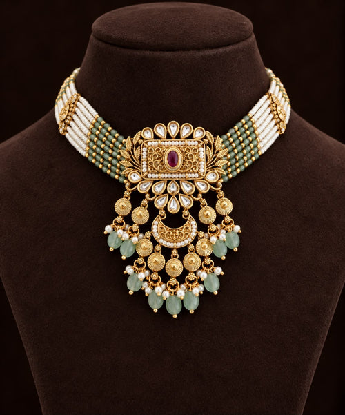 Aaranya Kundan Beaded Choker Set