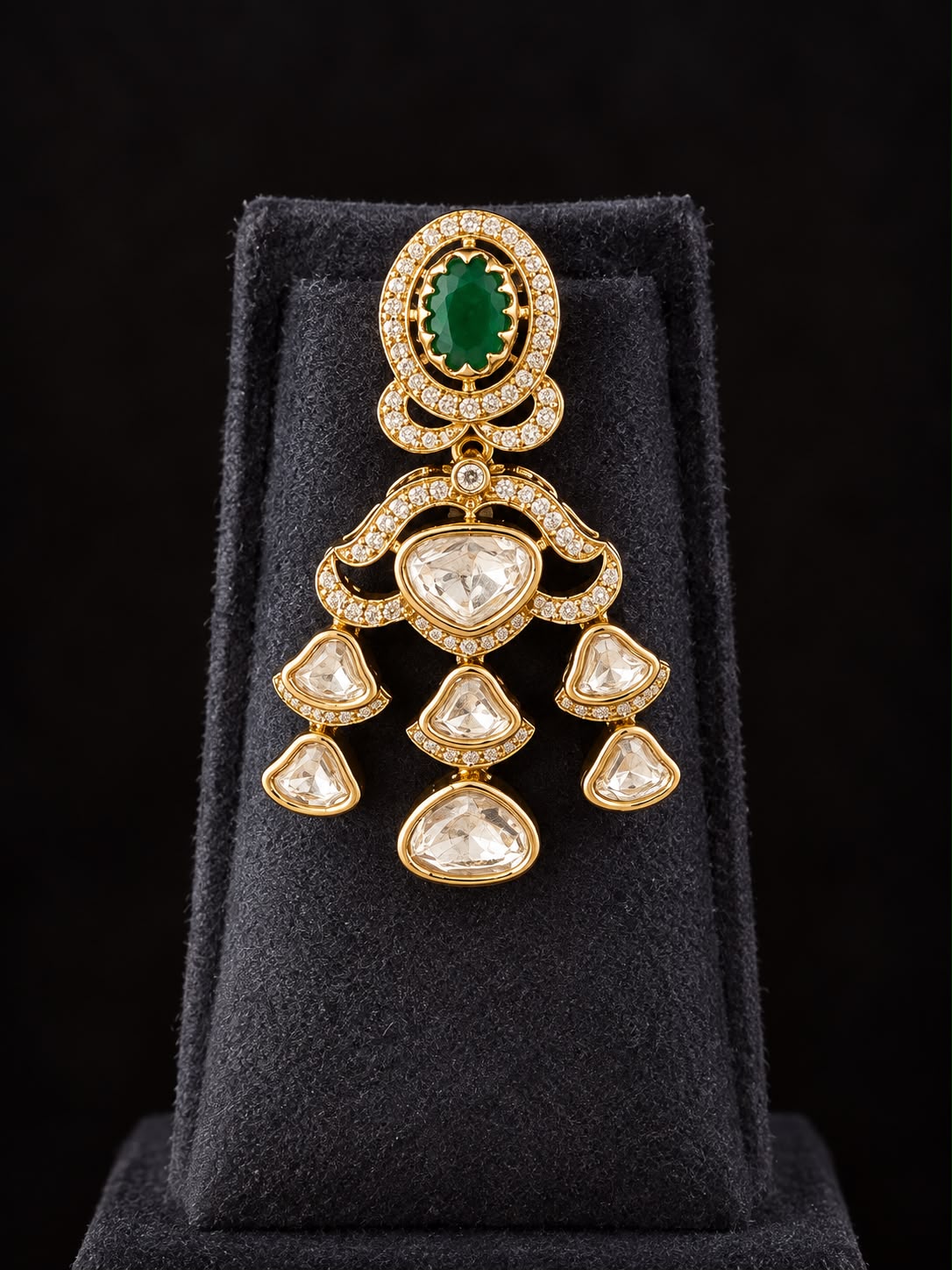 Meher Emerald Kundan Layered Necklace Set