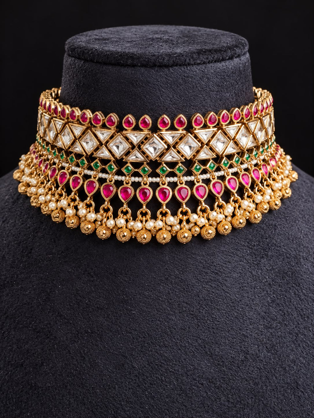 Rajvi Ruby Emerald Kundan Choker Set
