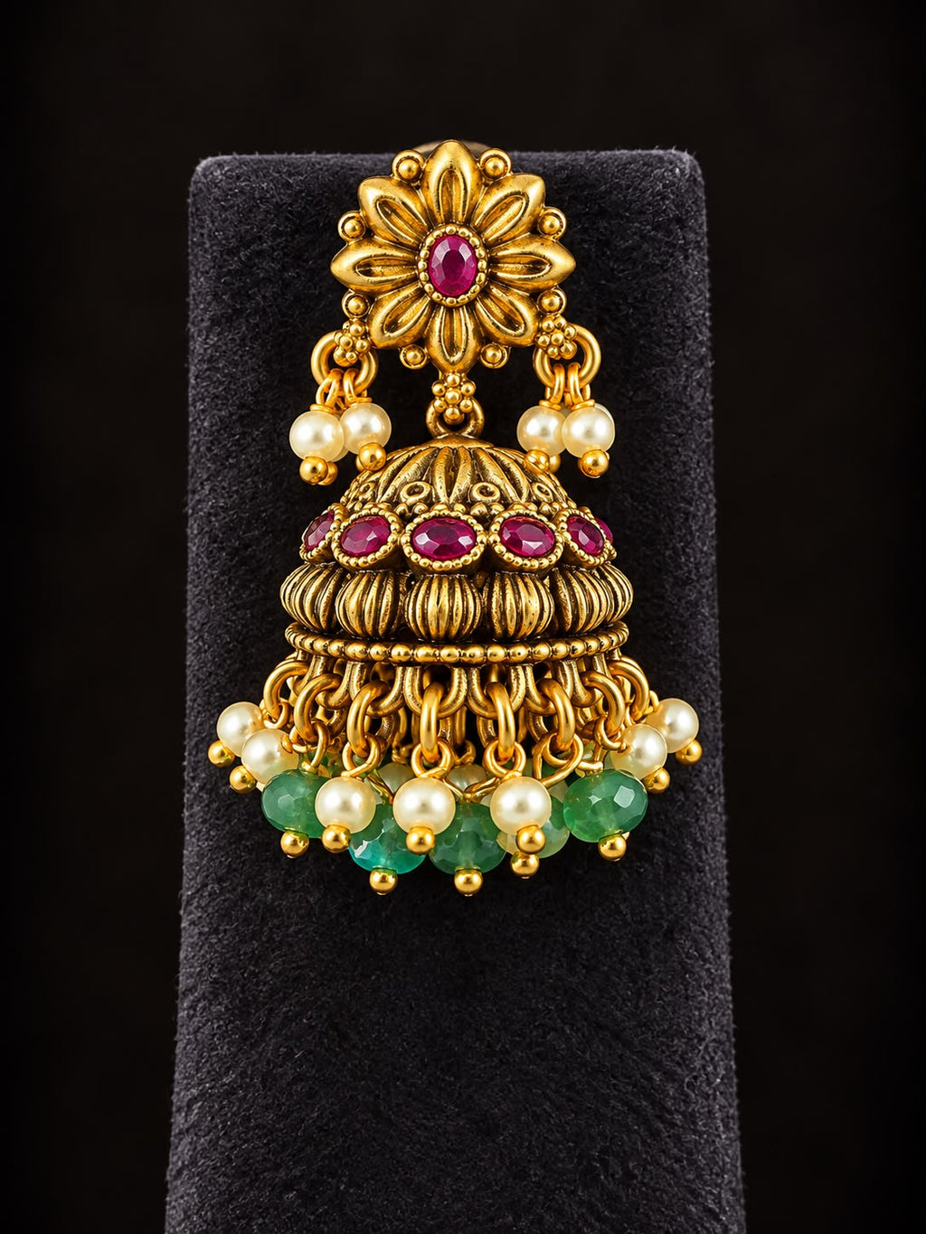 Aaranya Ruby Green Antique Necklace Set