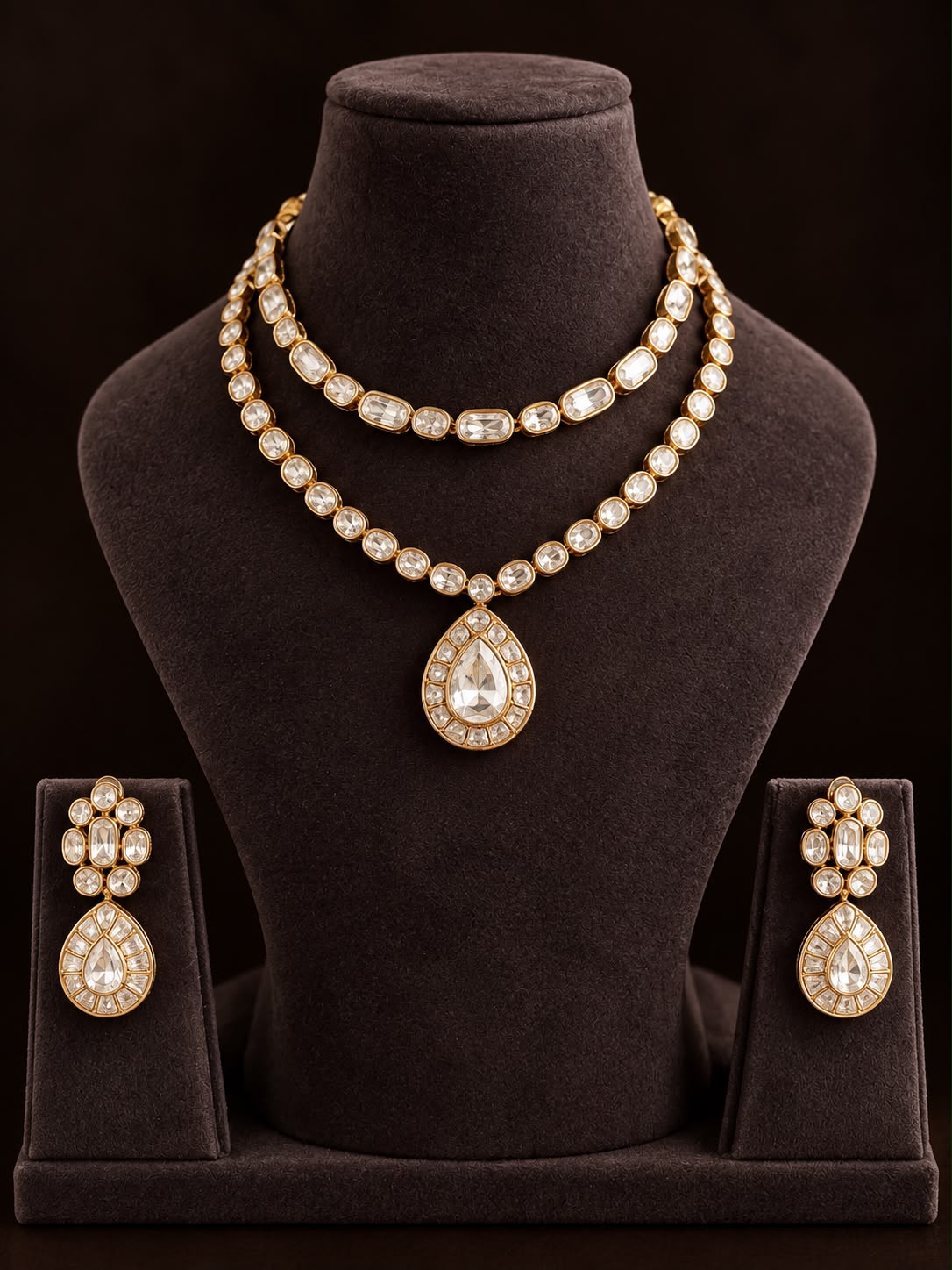 Noor Double-Layer Polki Necklace Set