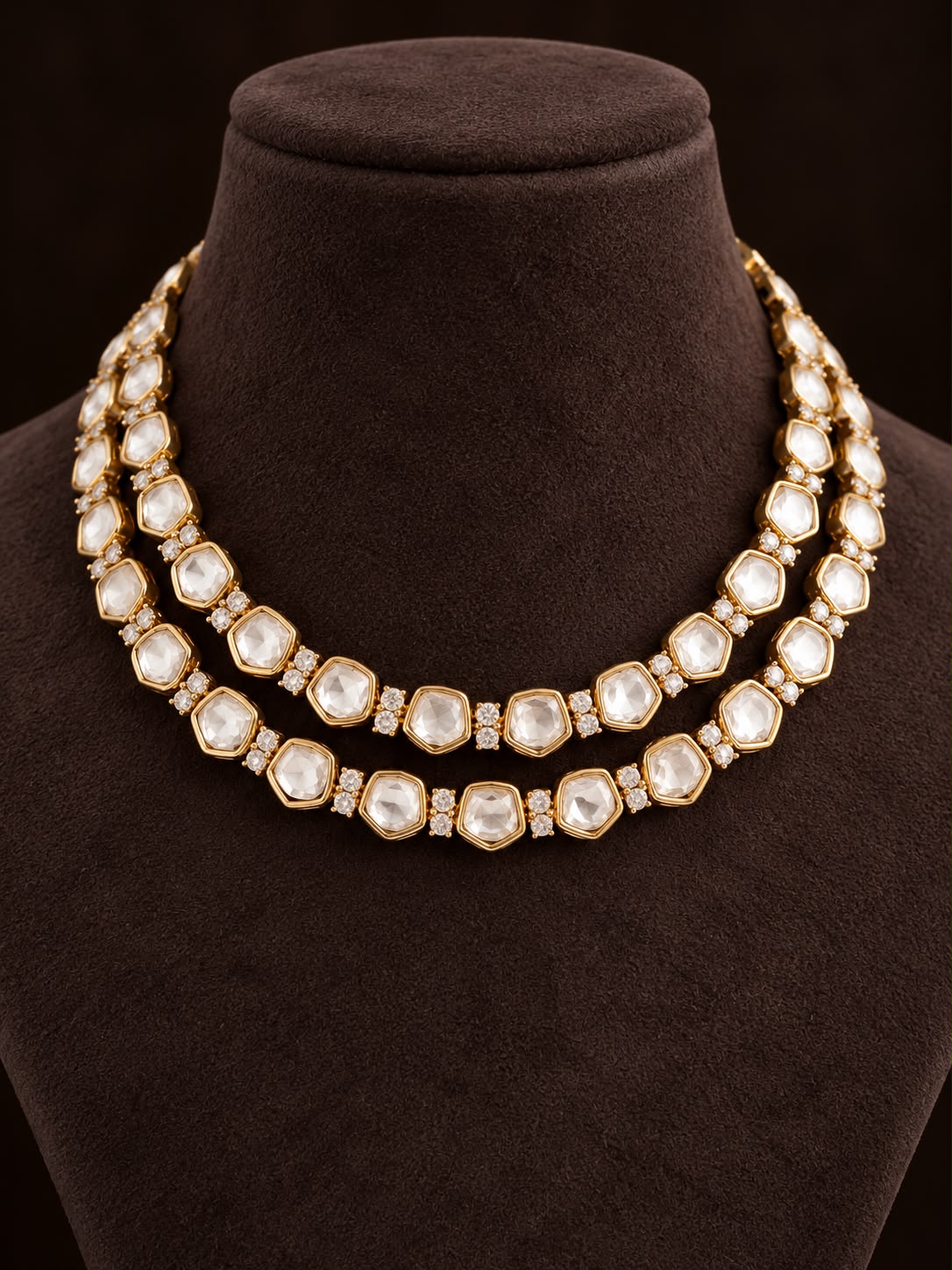 Aarika Double-Layer Polki Necklace Set