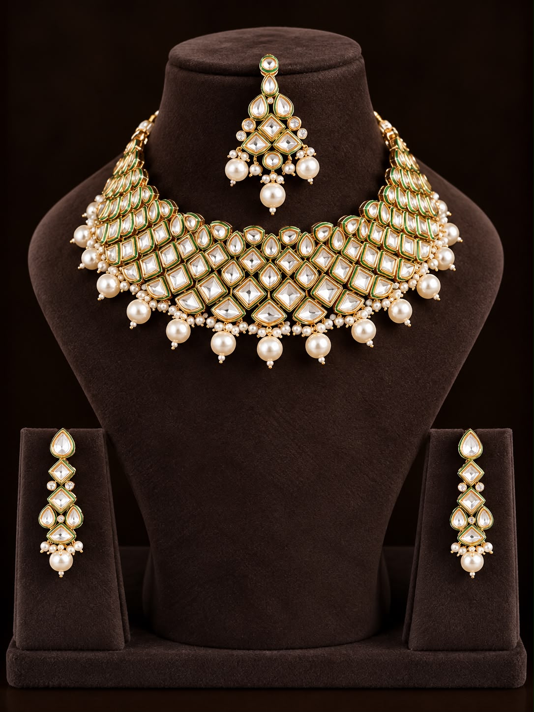 Noor-E-Meher Pure Moissanite Set With Maang Tikka