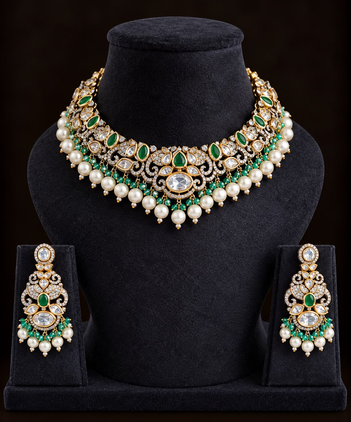 Noor-E-Panna Pure Moissanite Necklace Set
