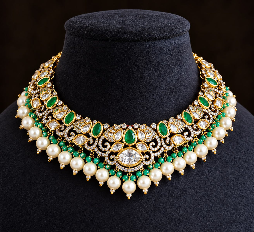 Noor-E-Panna Pure Moissanite Necklace Set